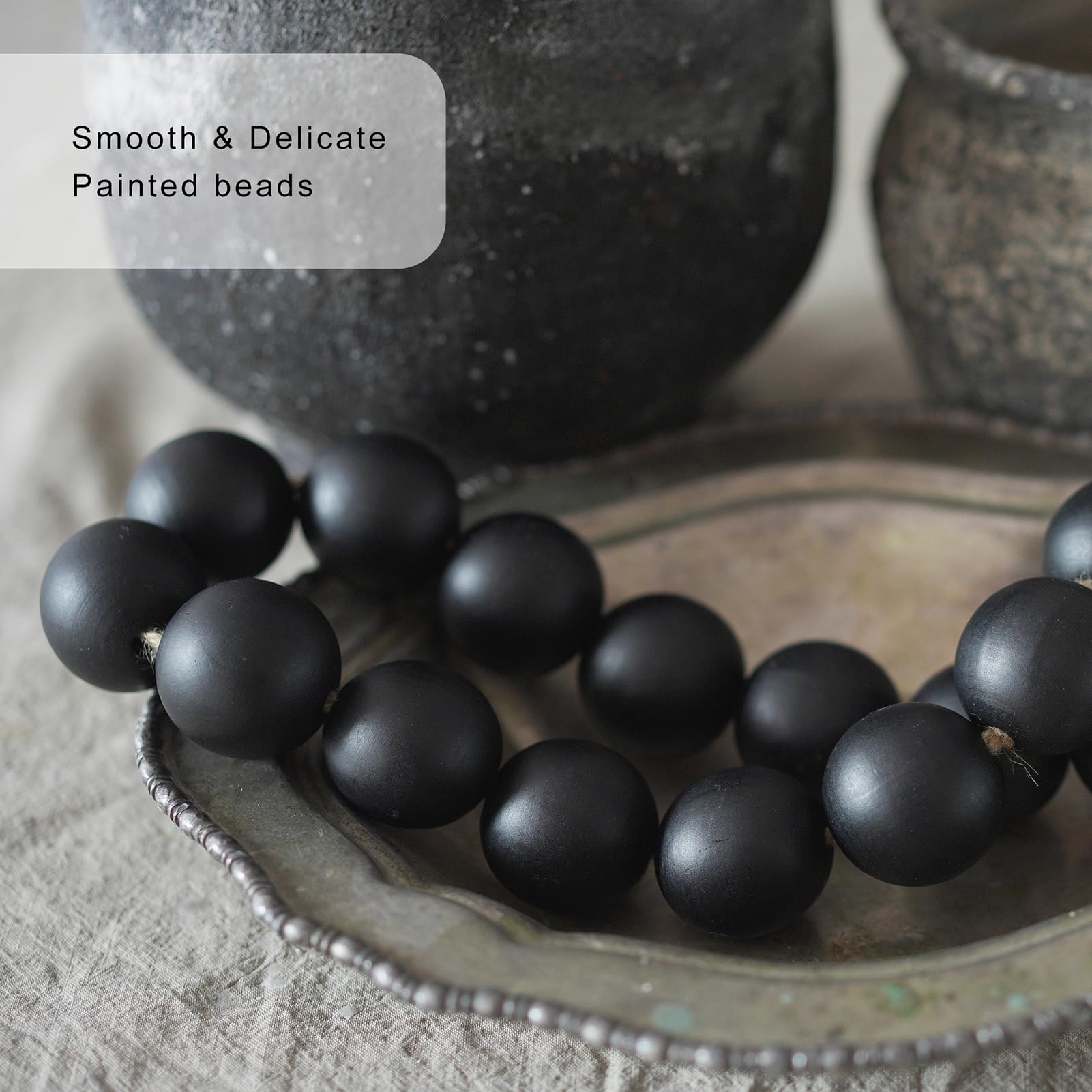 RUIRUICO Extra Large Wood Bead Garland with 1.6 Diameter Wooden Beads and Tassels, Decorative Beads, Farmhouse Beads Home Decor
