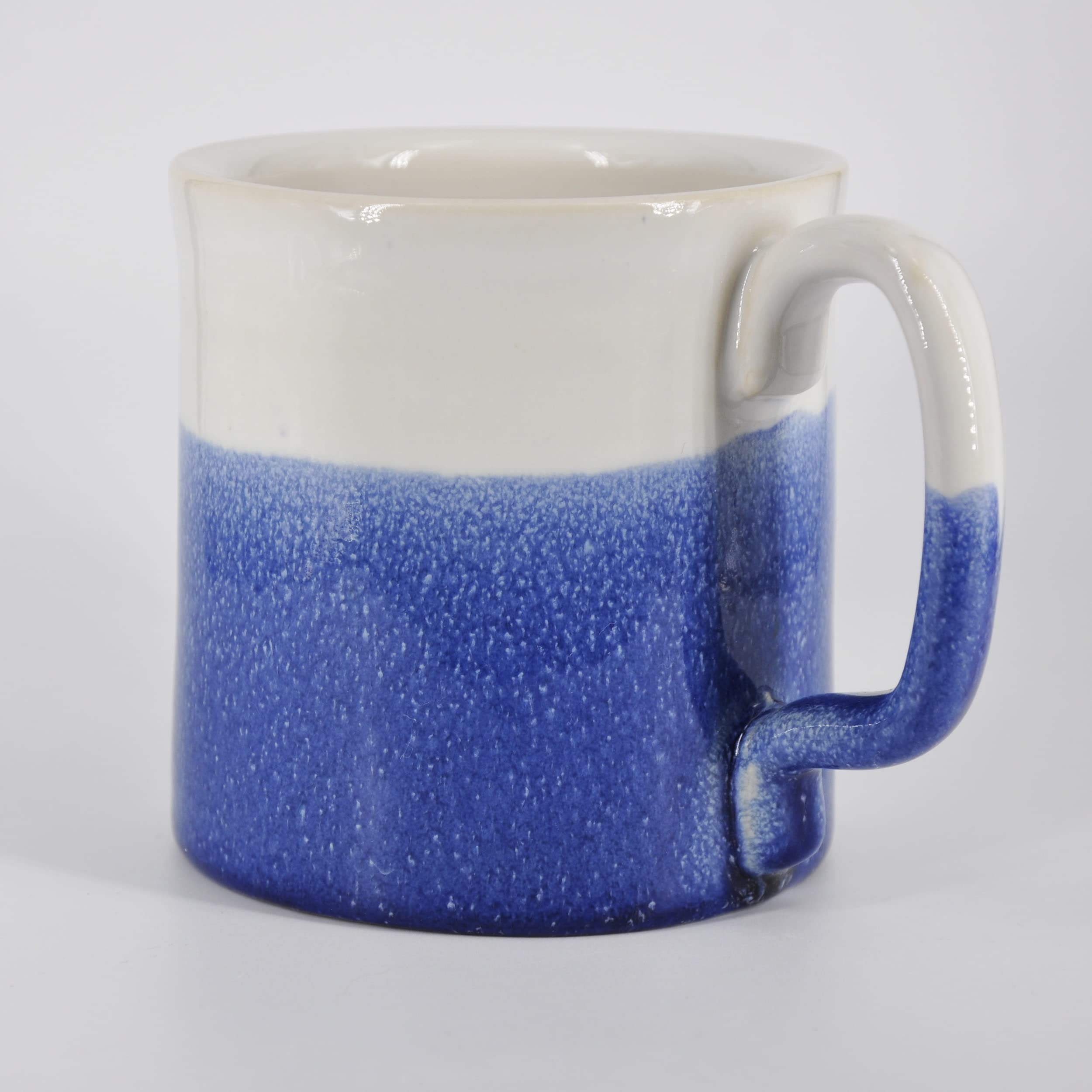 SnowSwept Studio Handmade Ceramic Coffee Mug White and Blue 14oz