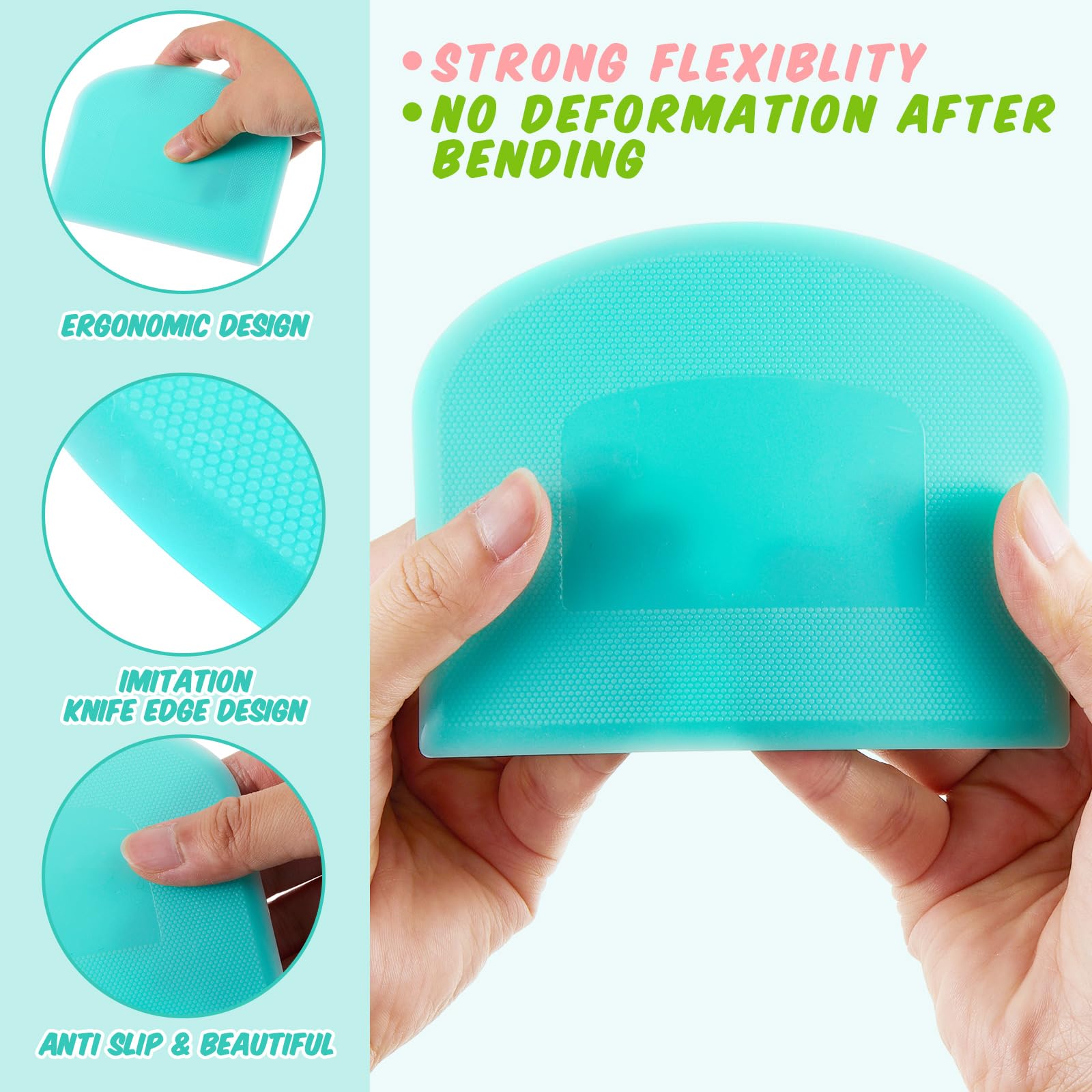 Thyle 20 Pcs Plastic Dough Scraper Set Bowl Scraper Multipurpose Dough Cutter Flexible Scraper Spatula For Kitchen Baking Tool C