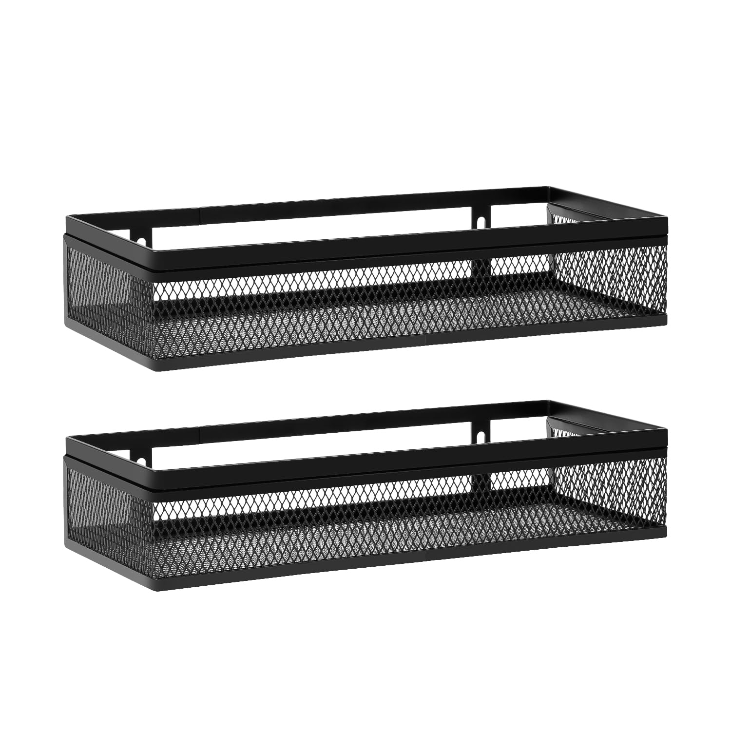 Wetheny Hanging Wall Mount Storage Baskets with Adhesive Hooks & Screwing, Metal Wire Organizer Baskets for Home Decor, Kitchen,