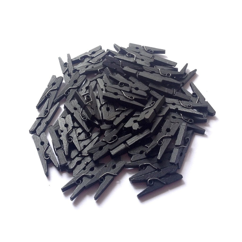 Lwr Crafts Wooden Mini Clothespins 200 Per Pack 1'' 2.5Cm (Black)