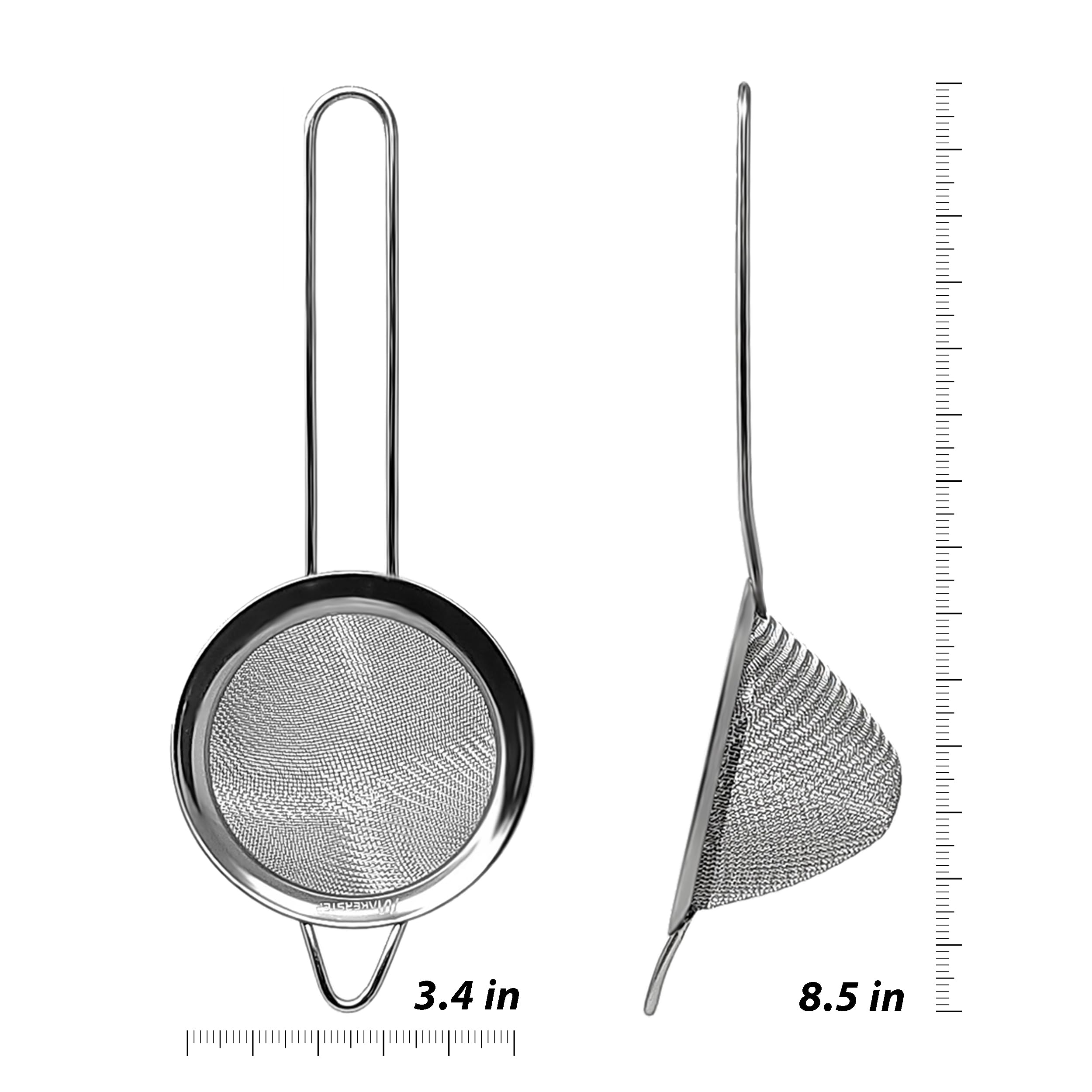 Makerstep 304 Stainless Steel Fine Mesh Strainers For Kitchen. Food Strainer Tea Strainer Coffee Strainer With Long Handle. 3.3