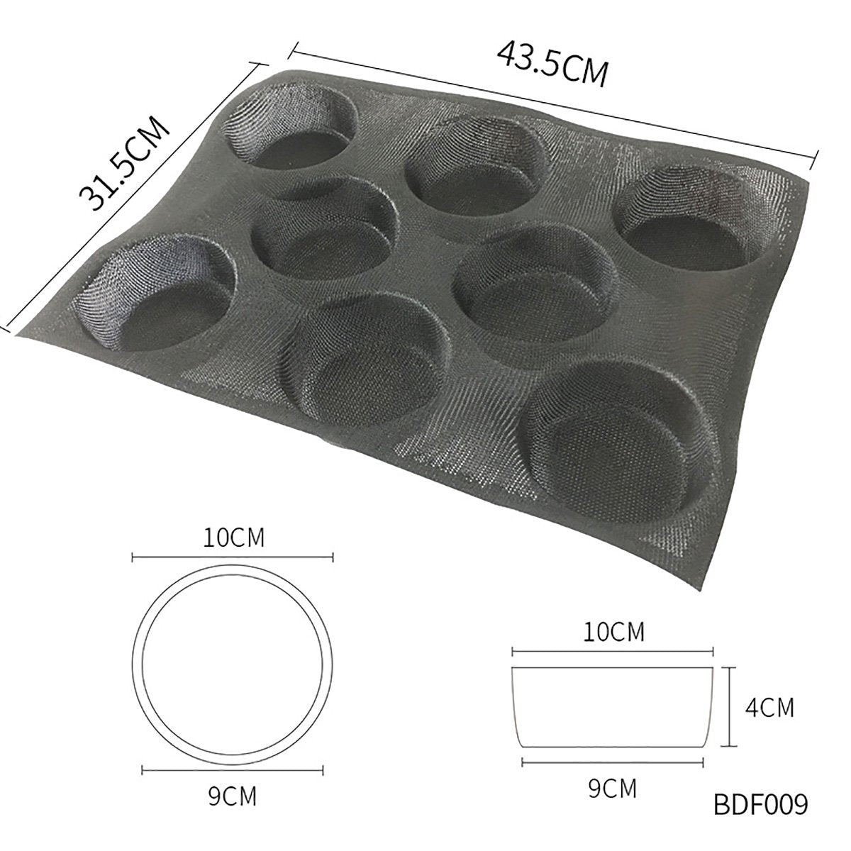 Bluedrop Silicone Bun Bread Forms Round Shape Trays Perforated Bakery Molds Fit Half Pan Size