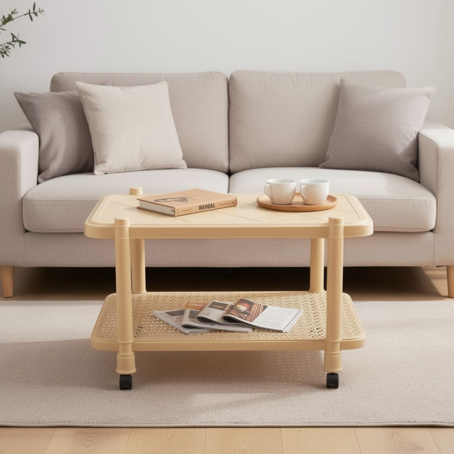 Wow Craft Center Trolley Coffee Table With Wheels |Tea Table |Teapoy For Home |Living Room |Office & Outdoor | Dark Brown, Diy