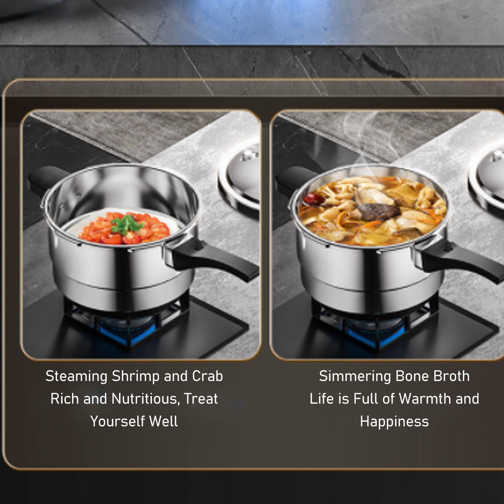 Bewinner 80Kpa Pressure Cooker Stainless Steel 8L Large Capacity, Pressure Canner with Steaming Rack Compatible with Gas & Induc