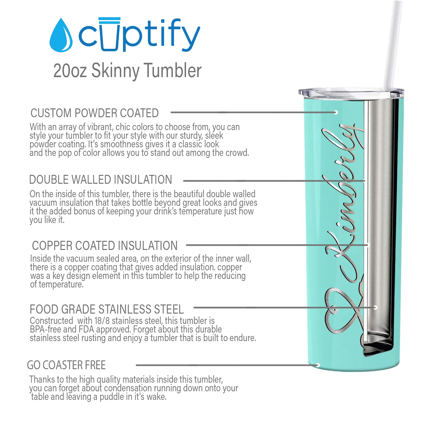 Cuptify Personalized Nurse Heart Stethoscope, Rn, Lpn, Cna, Cma, Ma Skinny Tumbler With Lid And Straw On Seafoam Gloss 20 Oz Ins