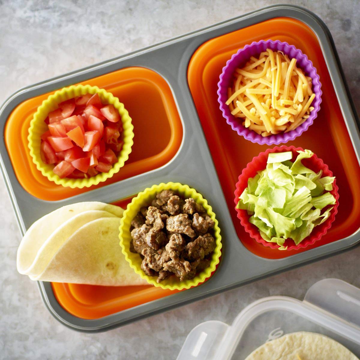 Silicone Baking Cups Muffin Cupcakes Liners Molds Sets In Storage Container Silicone Lunch Box Dividers Bento Box Accessories -3