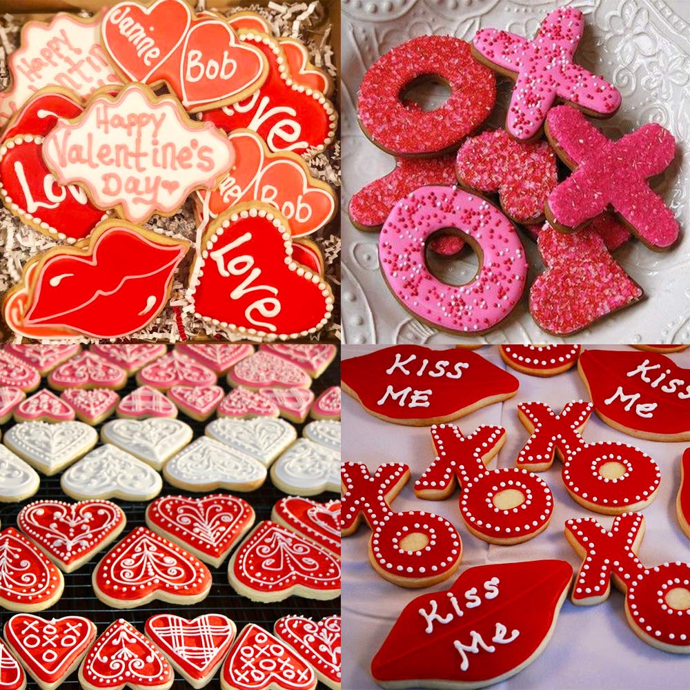 Kaishane Valentine'S Day Cookie Cutter Set-Lips, Double Heart, Heart, Letter X,Letter O-5 Pieces Wedding Valentine Day Fondant P