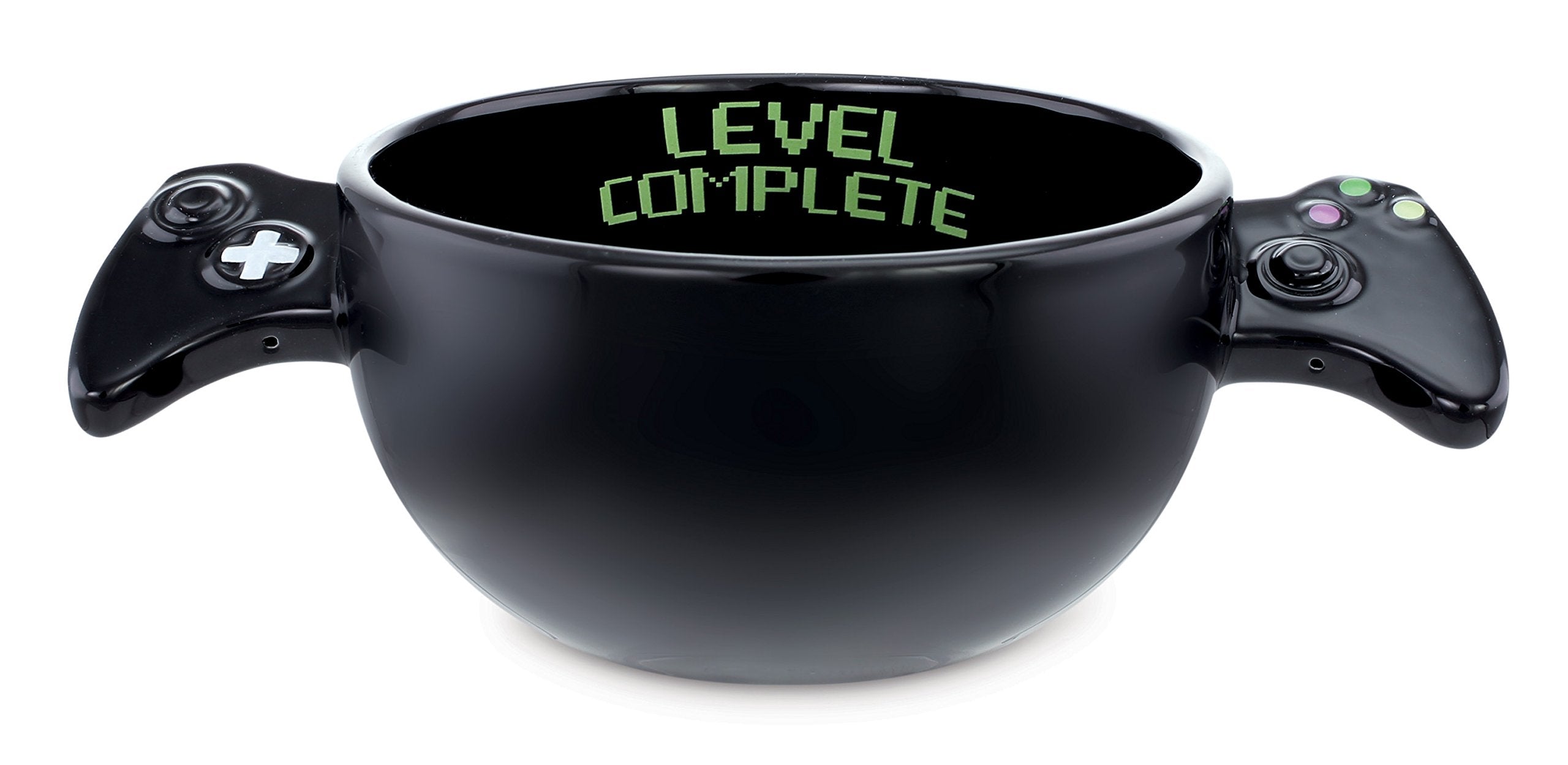 Kovot Level Complete Gamer Bowl - 22Oz Ceramic Soup Cereal Bowl Gamer Gift -Black