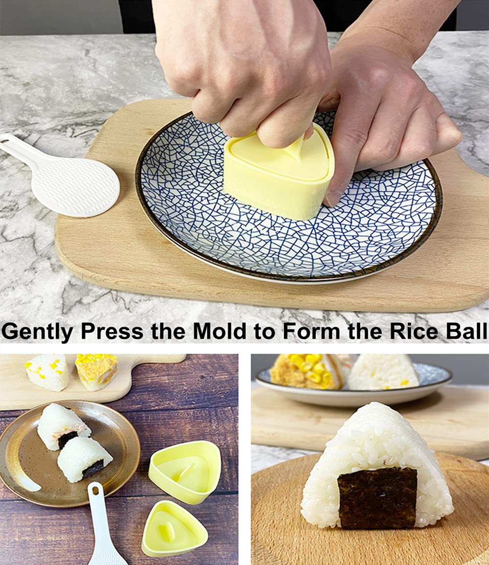 Hiyi Triangle Onigiri Sushi Mold Press Molds Non Stick Sushi Making Kit 1 Each Large & Small Diy Rice Ball Maker Mold Sets, Sush