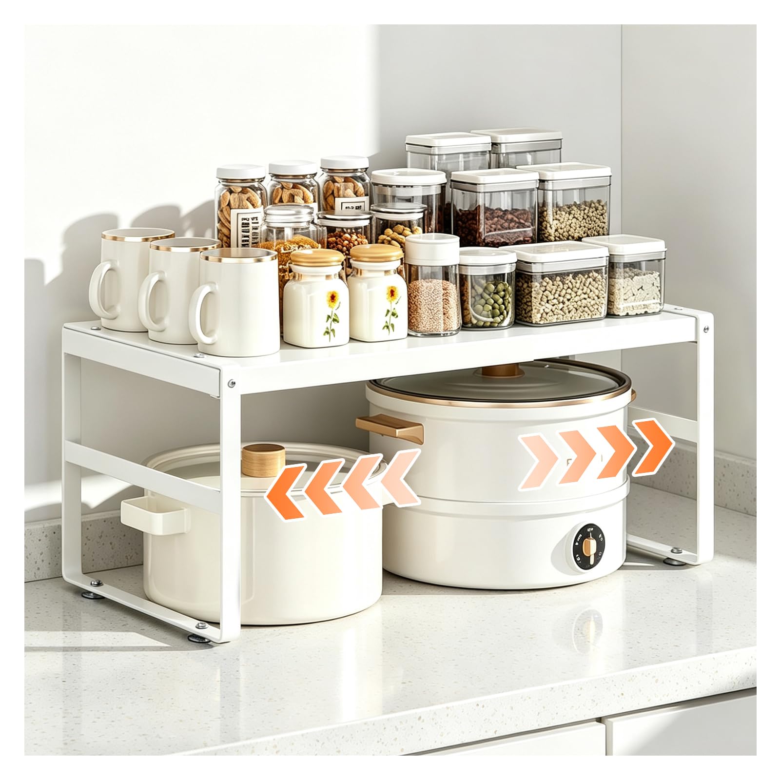 Bxmeet Expandable Kitchen Organizer Shelf, Cabinet Countertop Shelves
