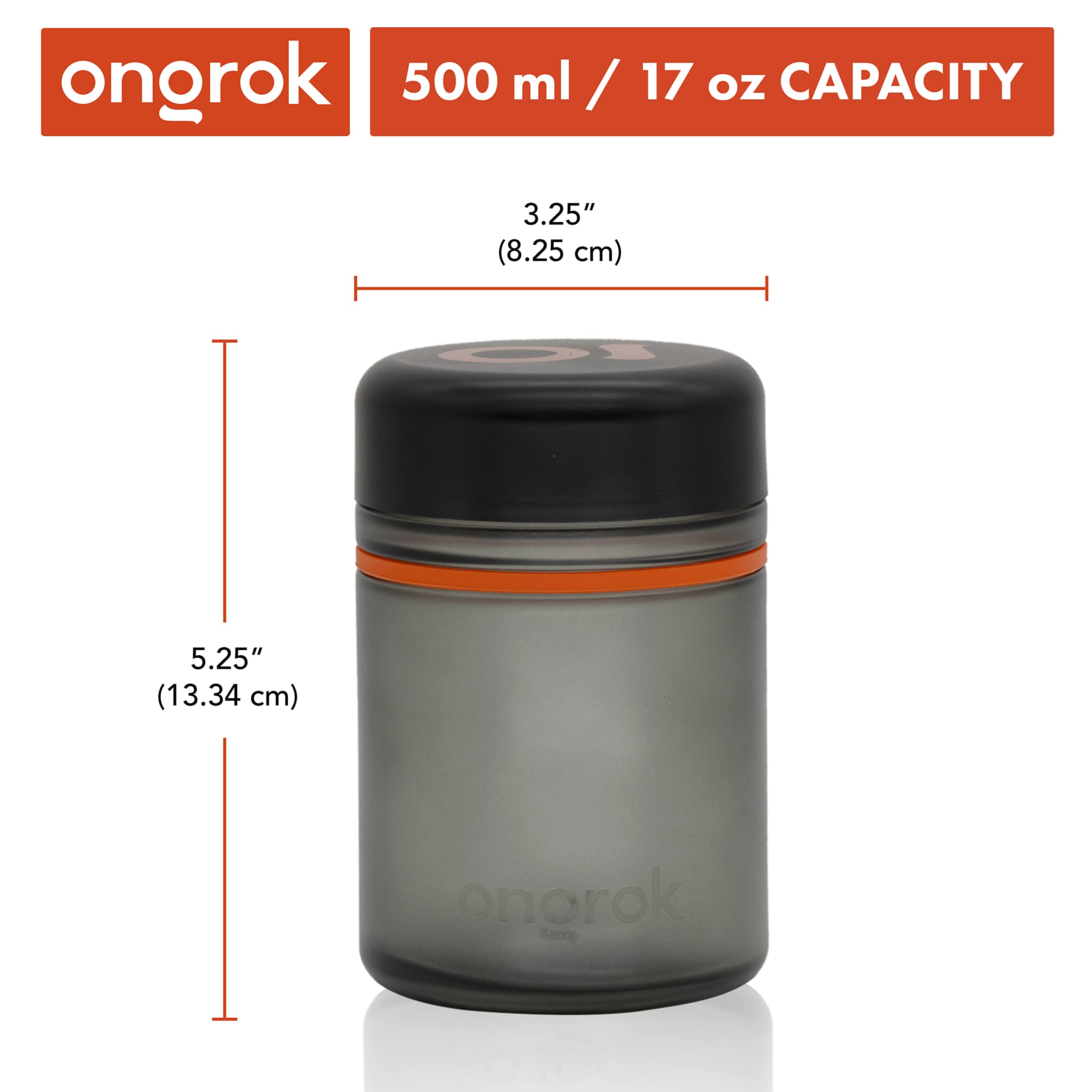 Ongrok Glass Storage Jar, 500Ml, 2 Pack, Color-Coded Airtight Glass Containers, Uv Herb/Spice Jar To With Child Resistant Lid, P
