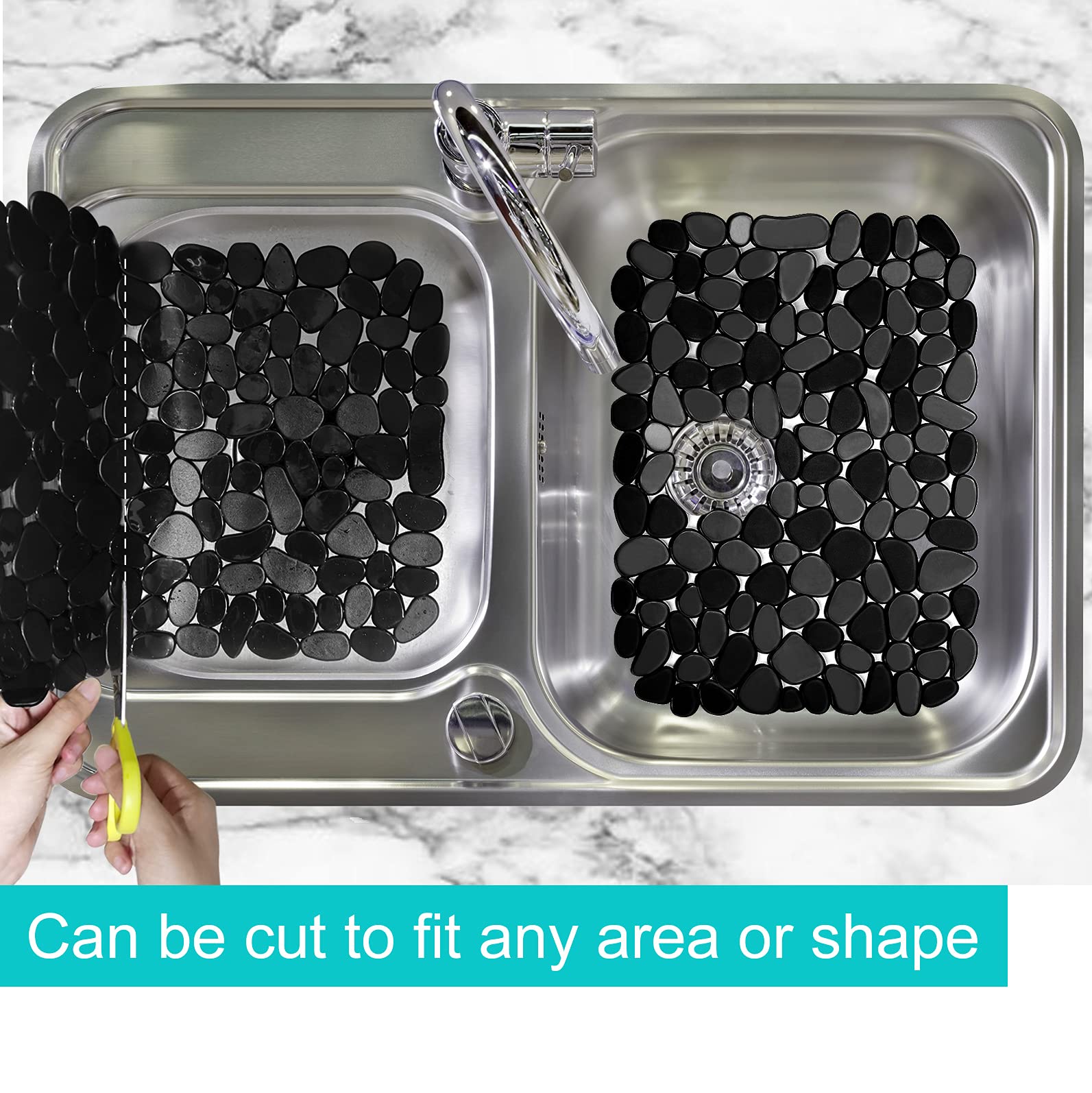 Coopay Kitchen Sink Mat Pebble Sink Mat Pvc Eco-Friendly Kitchen Adjustable Stainless Steel/Porcelain Dish Drying Pad Sink Prote