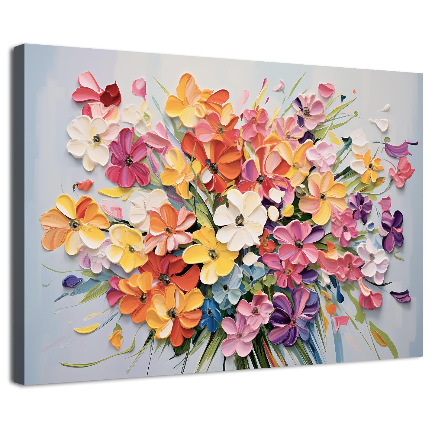 Burnt Orange Flower Pictures Wall Decor Aesthetic Daisy Wall Art for Girls Women Bedroom Decor Blooming Wildflower Oil Painting 