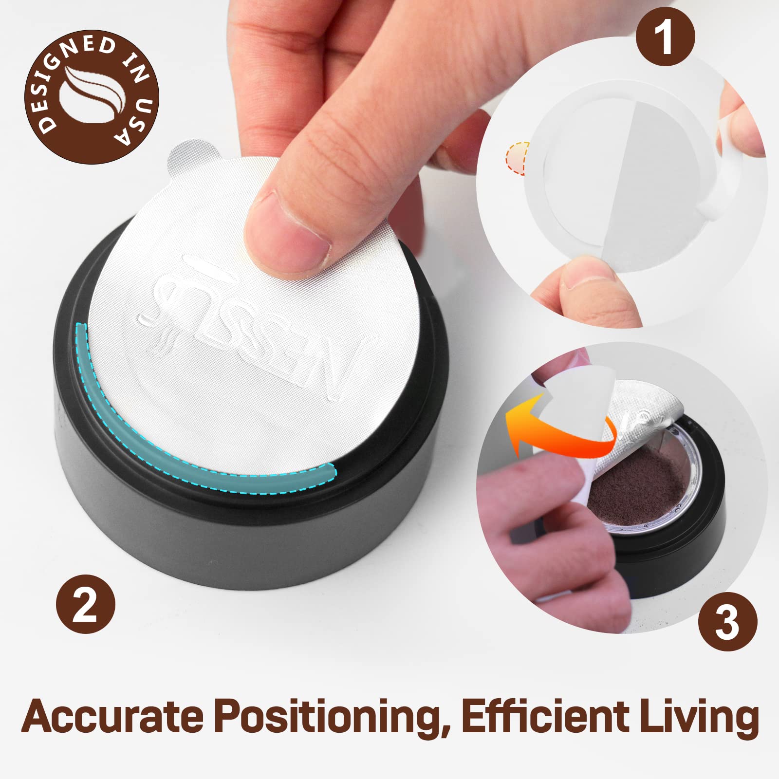 Nessus 100 Pcs Original Aluminum Foil Lids From Vertuo Reusable Pods Kit, [Alseal Ez Fit] For Nespresso Refillable Pods, Compati