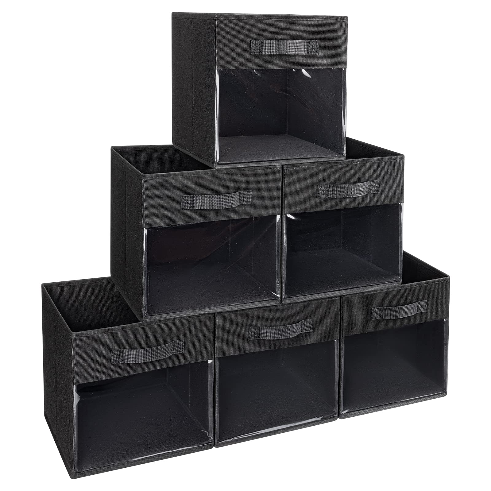 Dimj Collapible Storage Cubes, 12 Inch Cube Storage Bins With Window, Fabric Bins Baskets For Shelves, Foldable Cube Storage Org