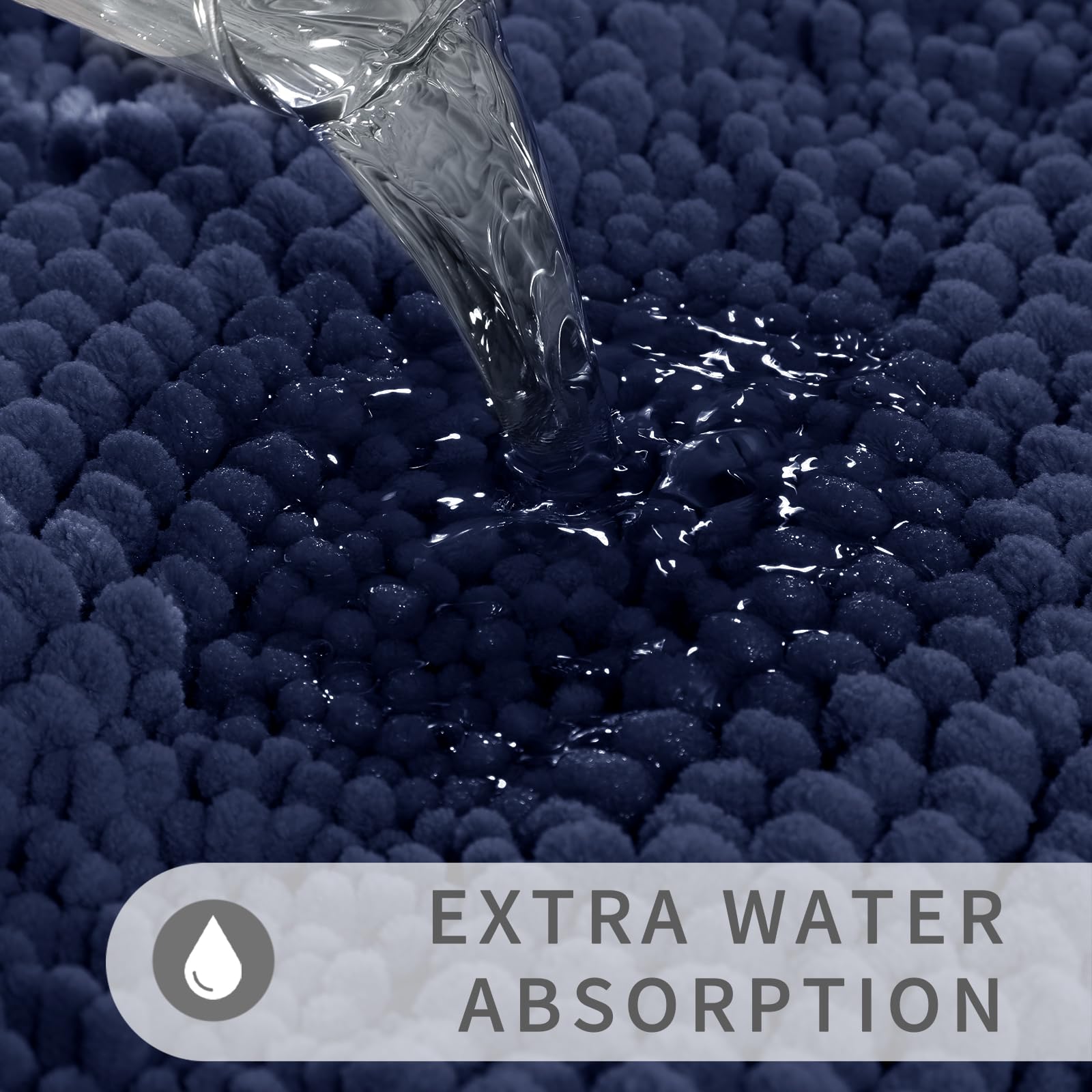 Yimobra Navy Blue Bathroom Rug Mat, Non Slip Quick Dry Bath Mats, Extra Thick And Super Absorbent Bath Rugs, Luxury Microfiber C