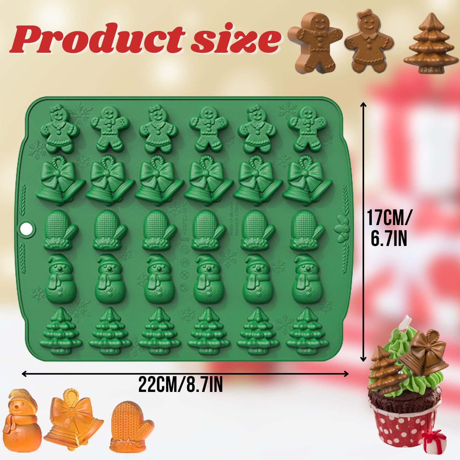 Christmas Silicone Chocolate Mold, 1 Pack 30-Cavity Xmas Silicone Mold Gingerbread Man Candy Mold Cake Baking Tool For Christmas