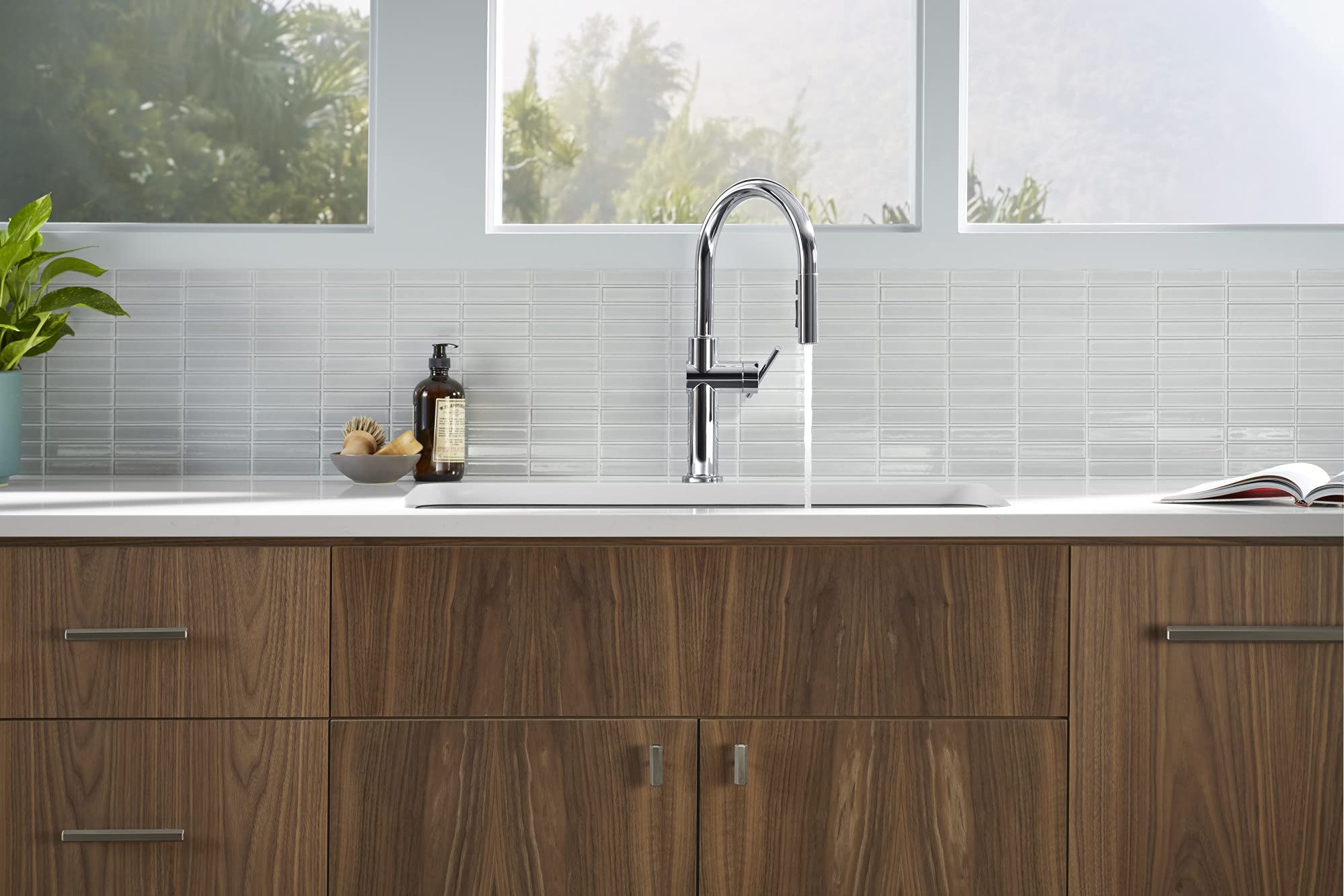 Kohler 22974-Cp Crue Touchless Kitchen Faucet With Pull Down Sprayer, Pull Down Kitchen Sink Faucet With Touchless Activation, K