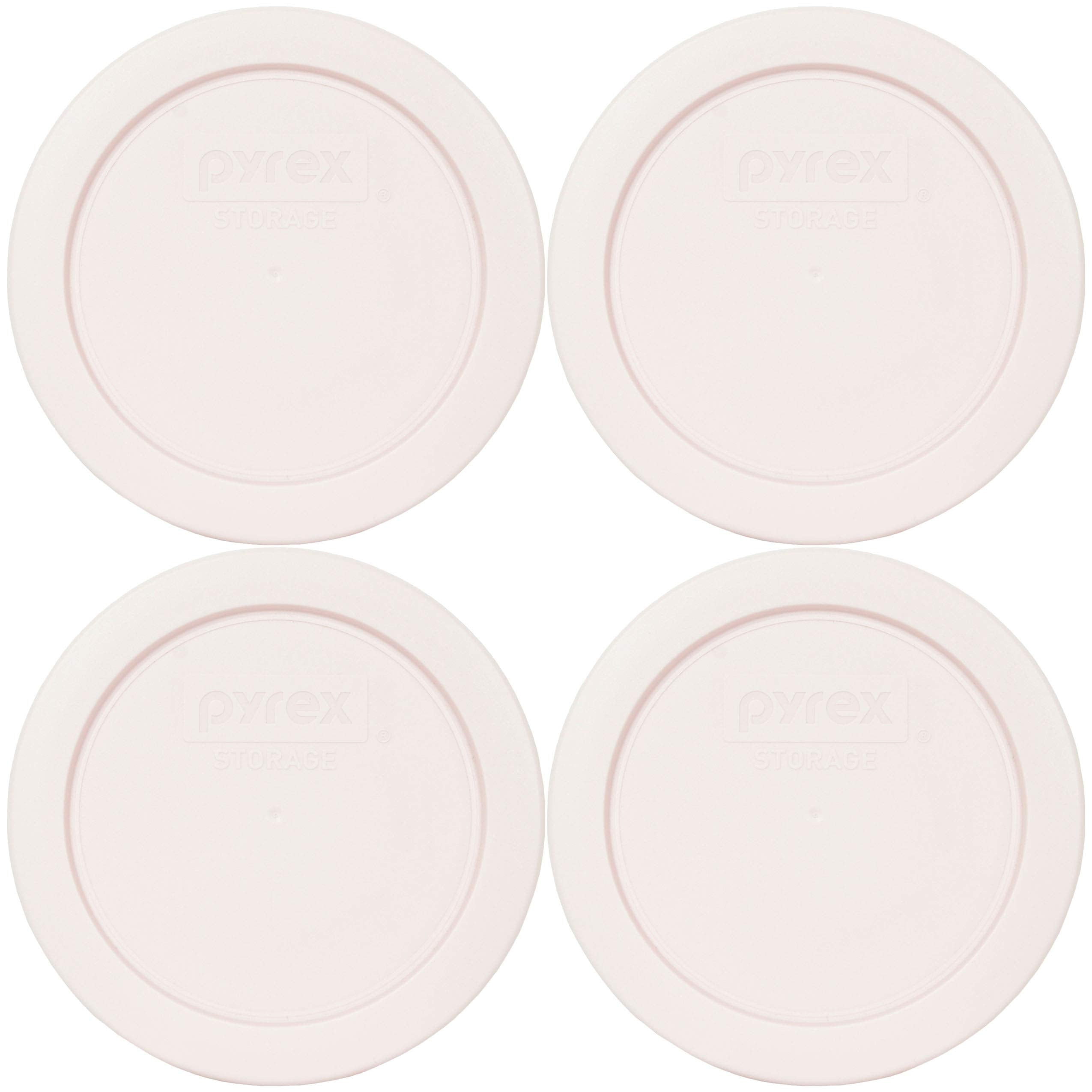 Pyrex 7200-Pc Nouveau Pink Round Plastic Food Storage Replacement Lids - 4 Pack Made In The Usa
