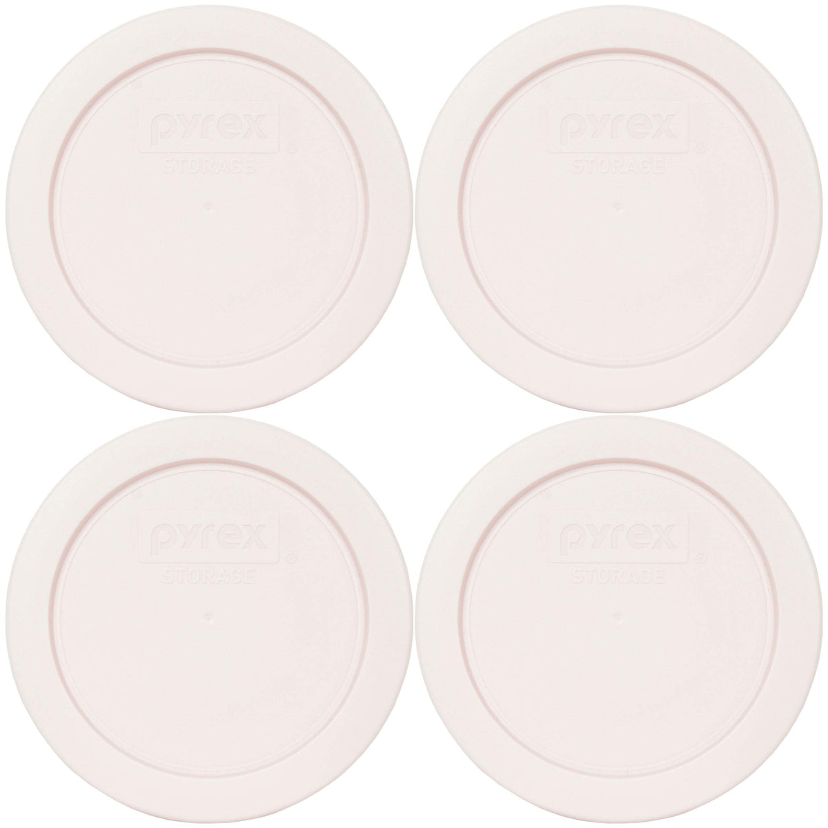 Pyrex 7200-Pc Nouveau Pink Round Plastic Food Storage Replacement Lids - 4 Pack Made In The Usa