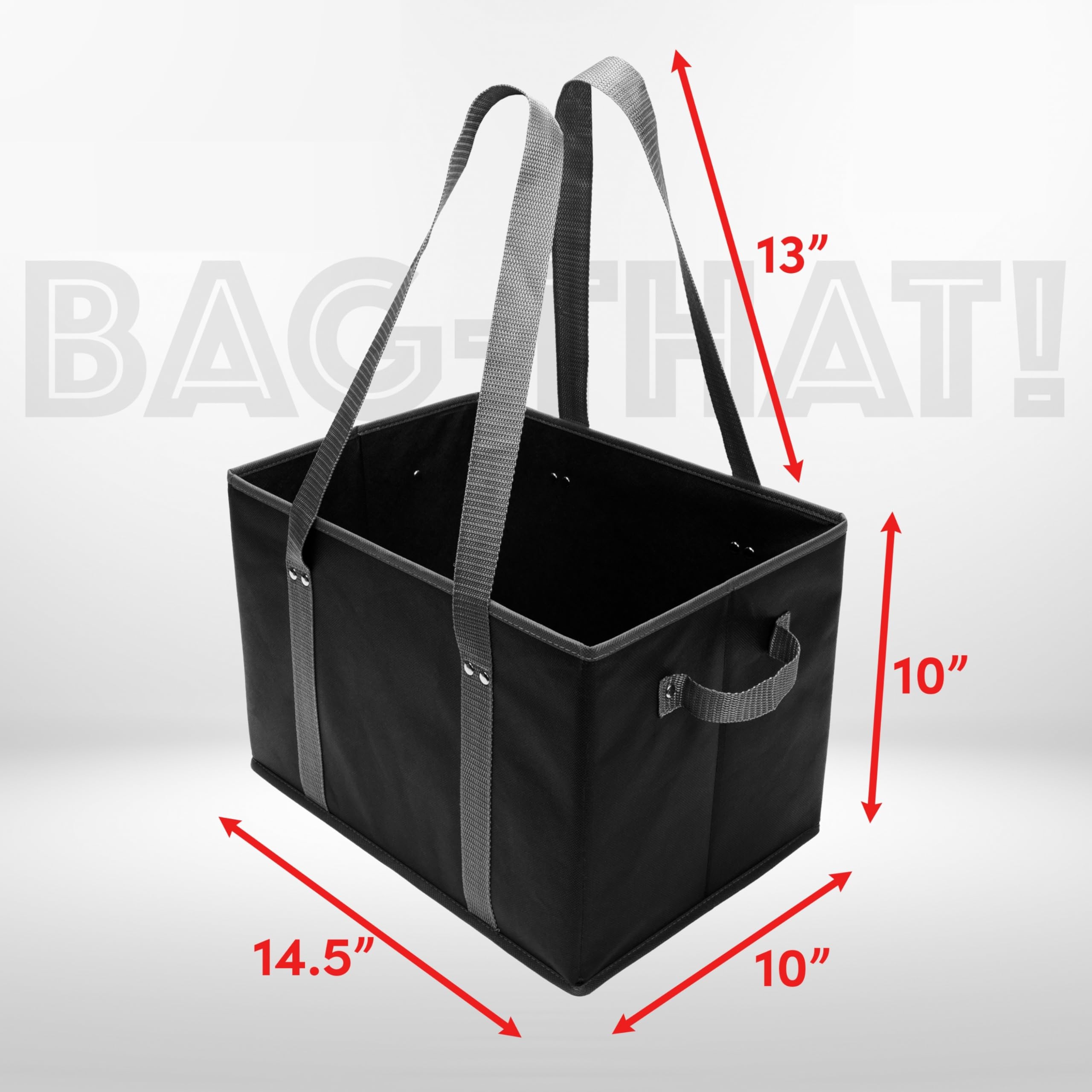 Bag-That! 4Pk Reusable Grocery Bags Shopping Bags Tote Box Large Heavy Duty Groceries Bag Handles Foldable Reinforced Bottom (Bl