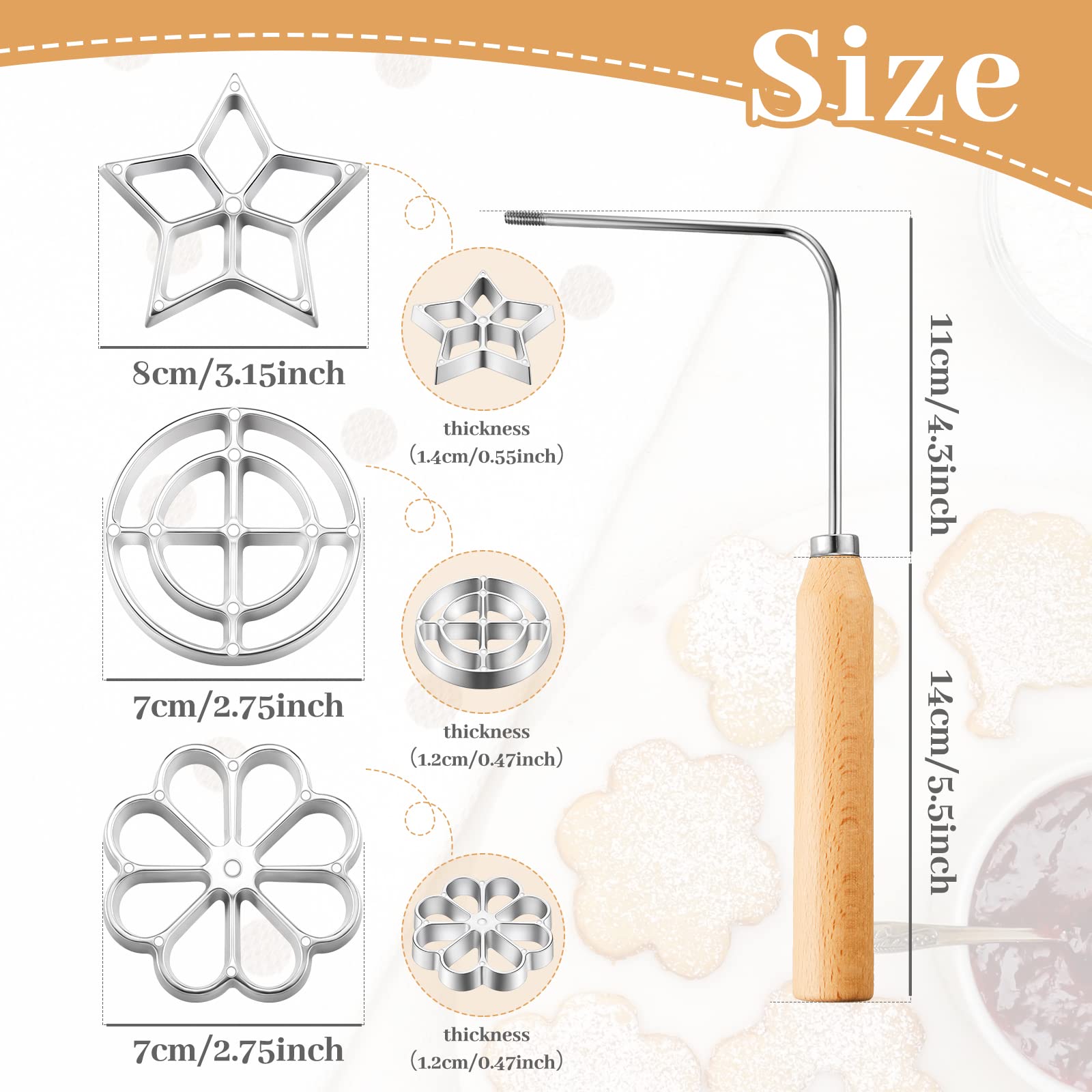 Achappam Mold Bunuelos Mold With Handle Rosette Maker Rosette Cookie Bunuelos Tool Aluminium Cast Waffle Molds Set With 3 Interc
