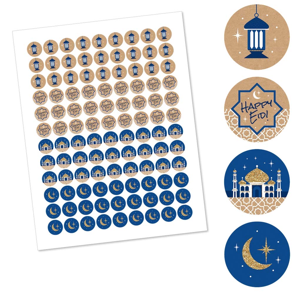 Big Dot Of Happiness Ramadan - Eid Mubarak Round Candy Sticker Favors - Labels Fit Chocolate Candy (1 Sheet Of 108)