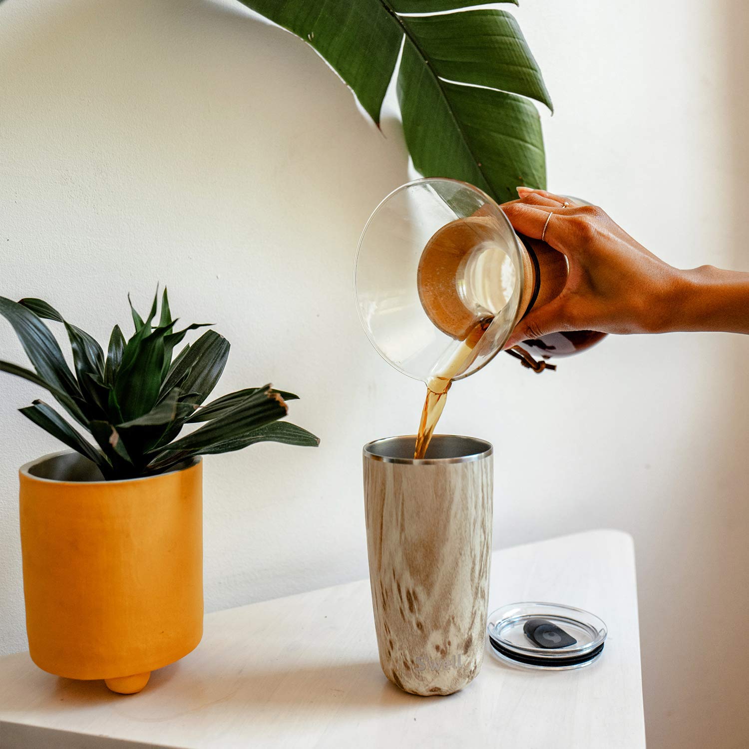 S'Well Stainless Steel Tumbler With Slide-Open Lid, 18Oz, Onyx, Triple Layered Vacuum Insulated Containers Keeps Drinks Cold For