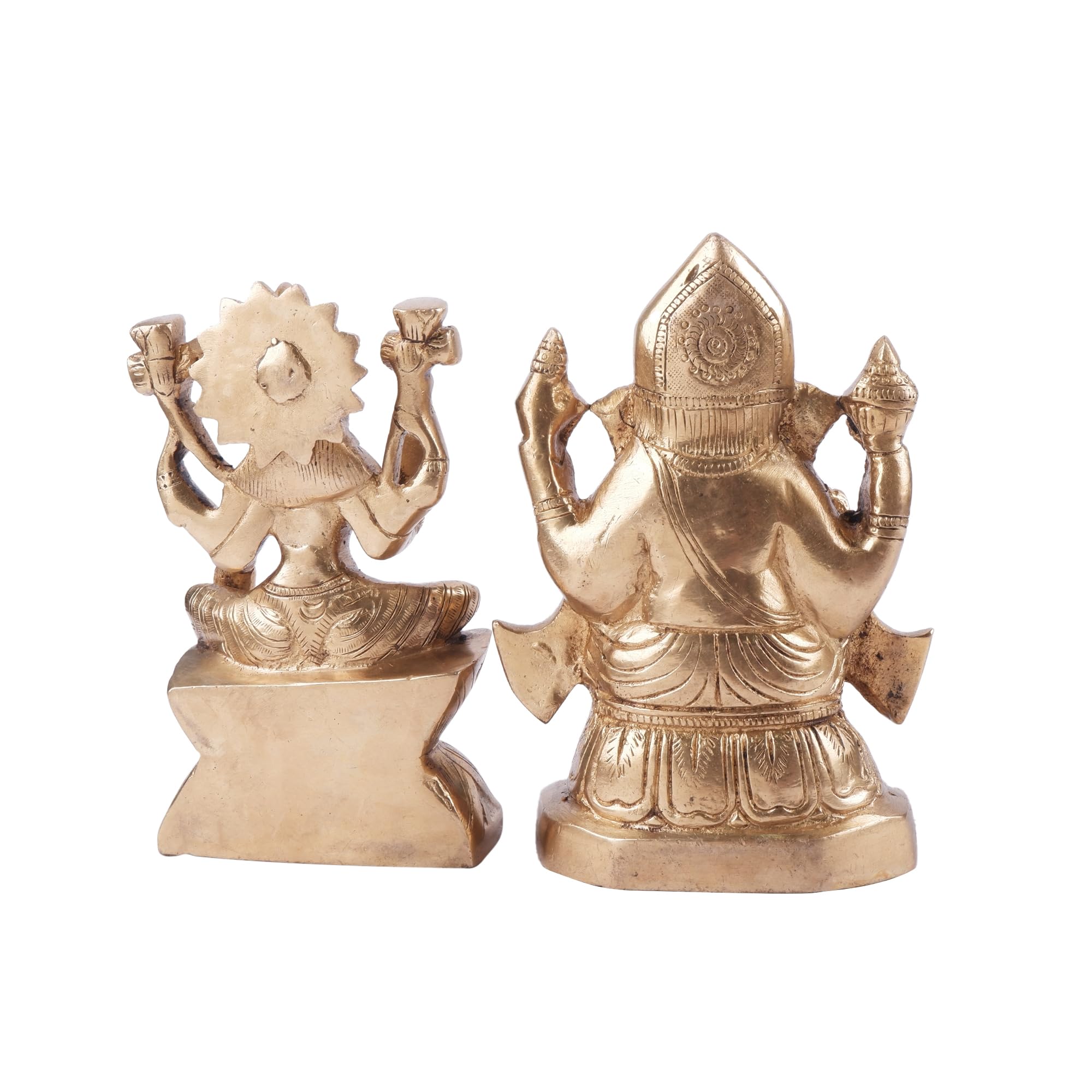 Shoppingrox Lakshmi Ganesh God Idol | Brass | Yellow Colour - 15 Cm