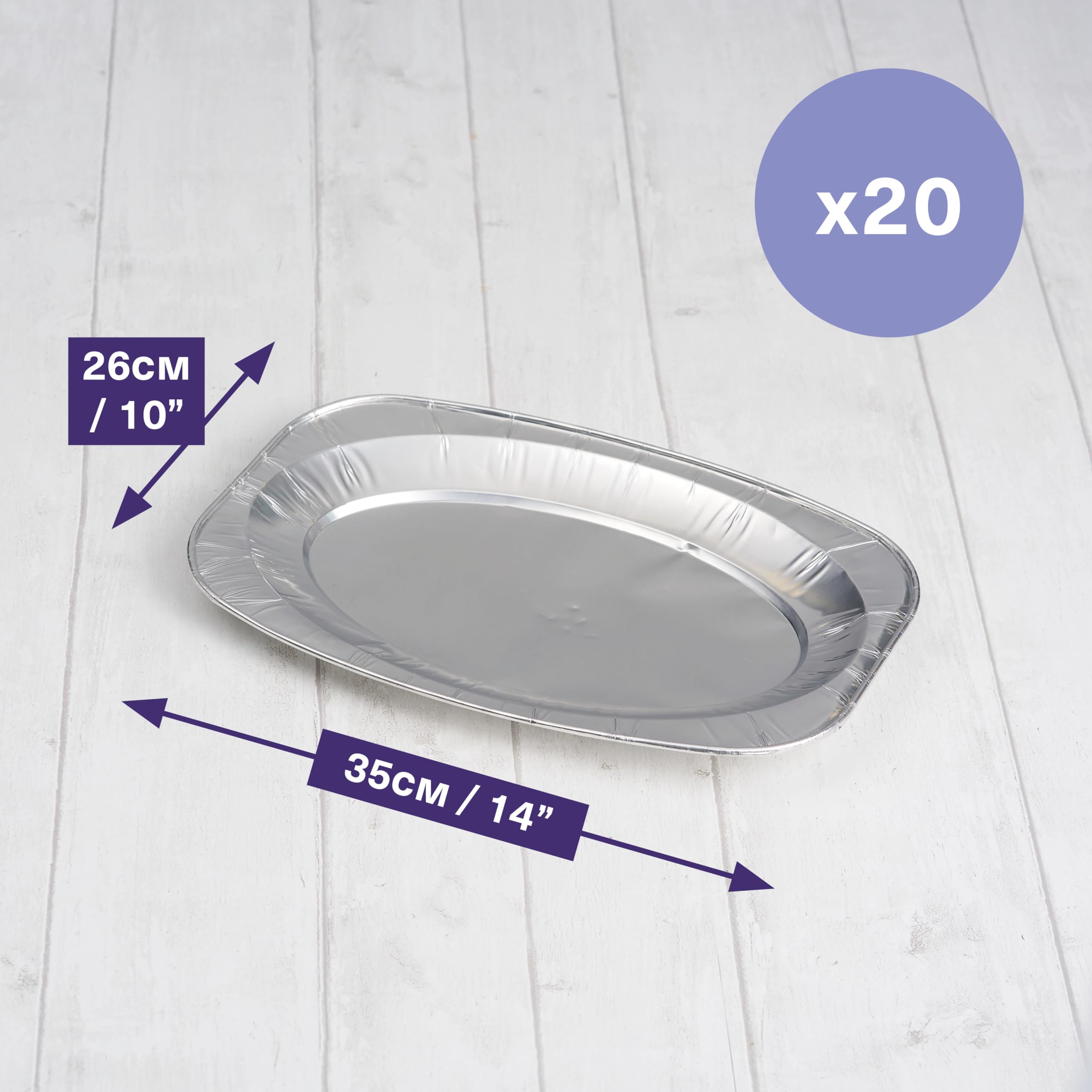 Matana - 20 Reusable Large Aluminium Foil Platter Serving Party Trays - 35X23Cm / 14'' - Oven & Freezer Safe Buffet Trays - Recy