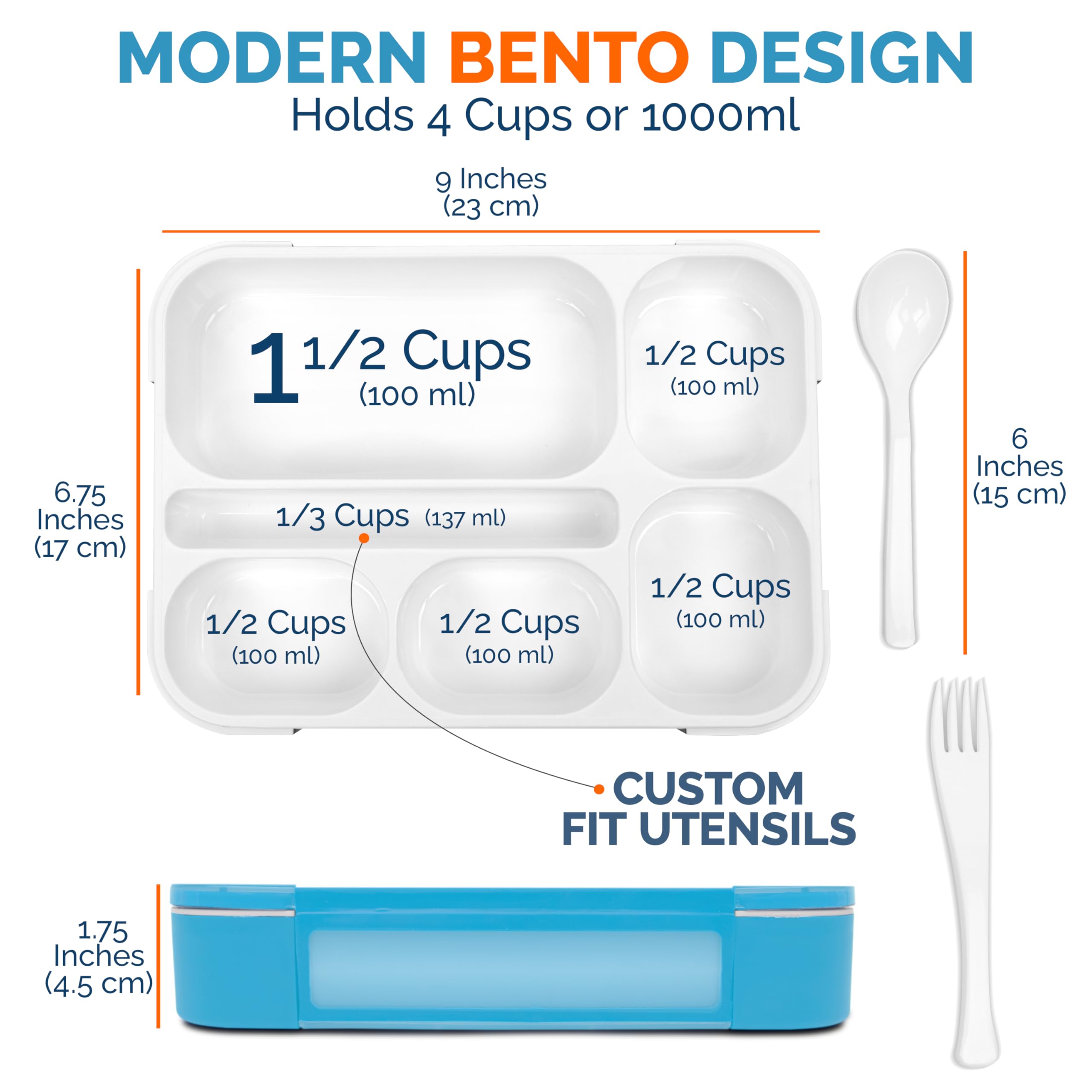 Bento Box Lunch-Box for Kids Adults | Kid Snack Lunch Containers | Leakproof School Bentobox 6 Compartment Leakproof Container for Boys Girls Womens Lunches | Utensils | Blue Set?