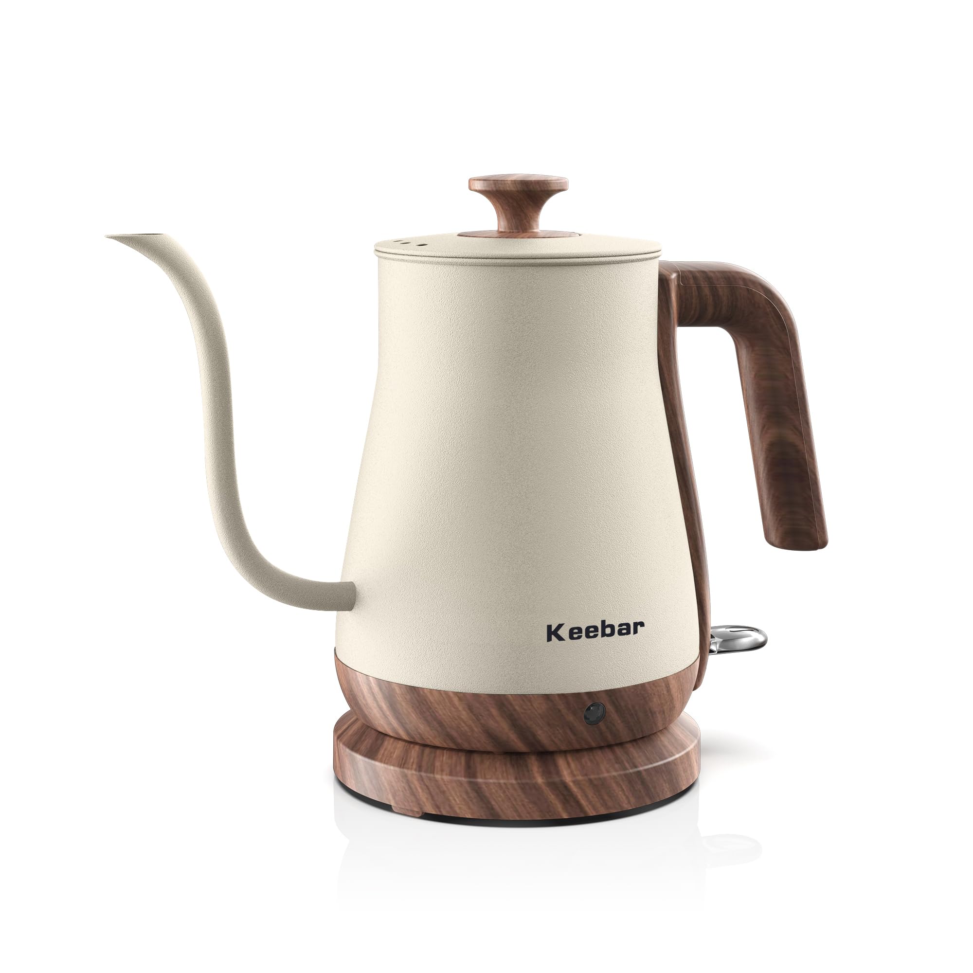 Keebar Gooseneck Electric Kettle Beige, 1000W Electric Tea Kettle Stainless Steel, Pour Over Kettle For Coffee, Wood-Like Grain