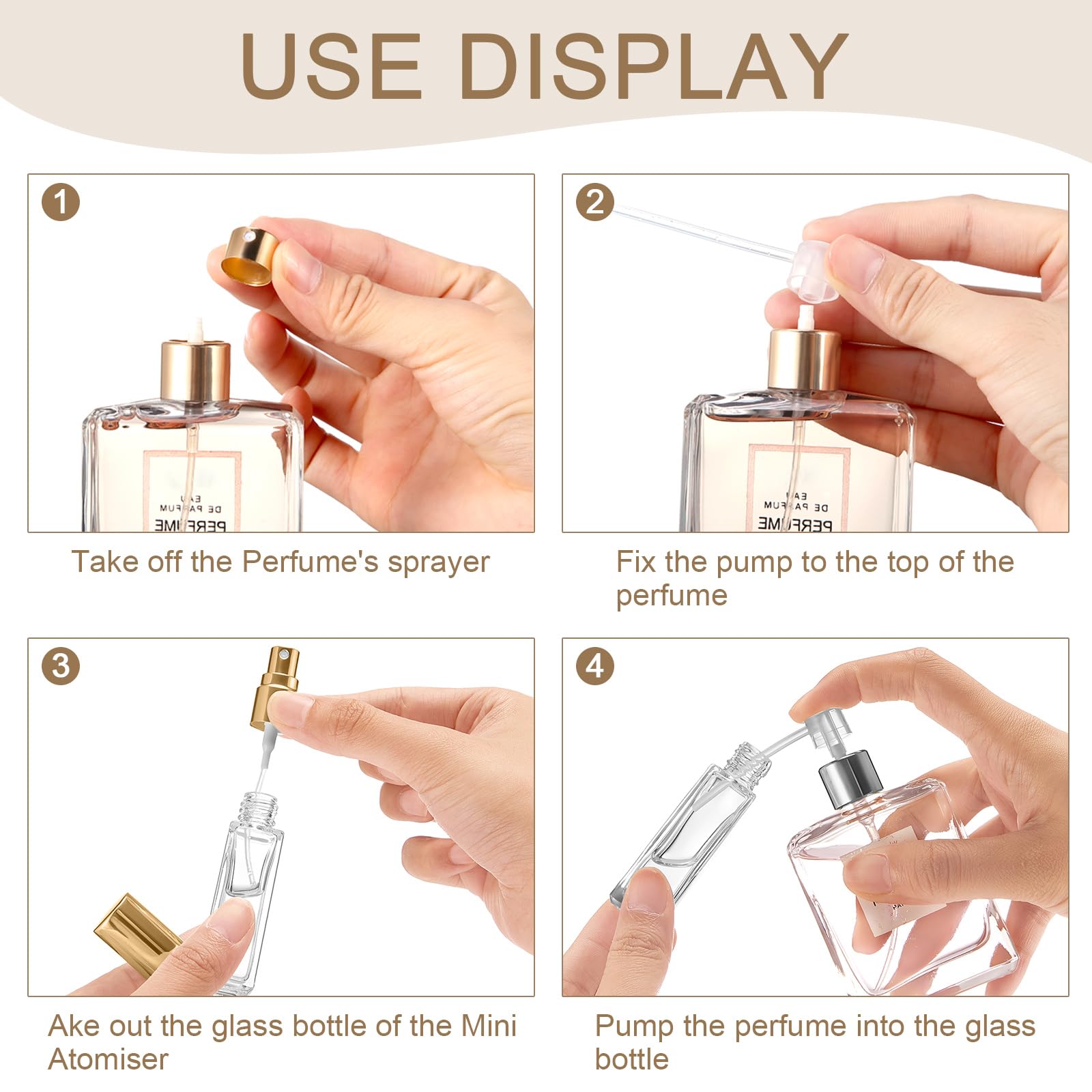 Domensi 60 Pcs Glass Perfume Bottles 20 Ml Refillable Empty Small Travel Perfume Atomizer Spray Bottle With Pump Bulk For Hair T