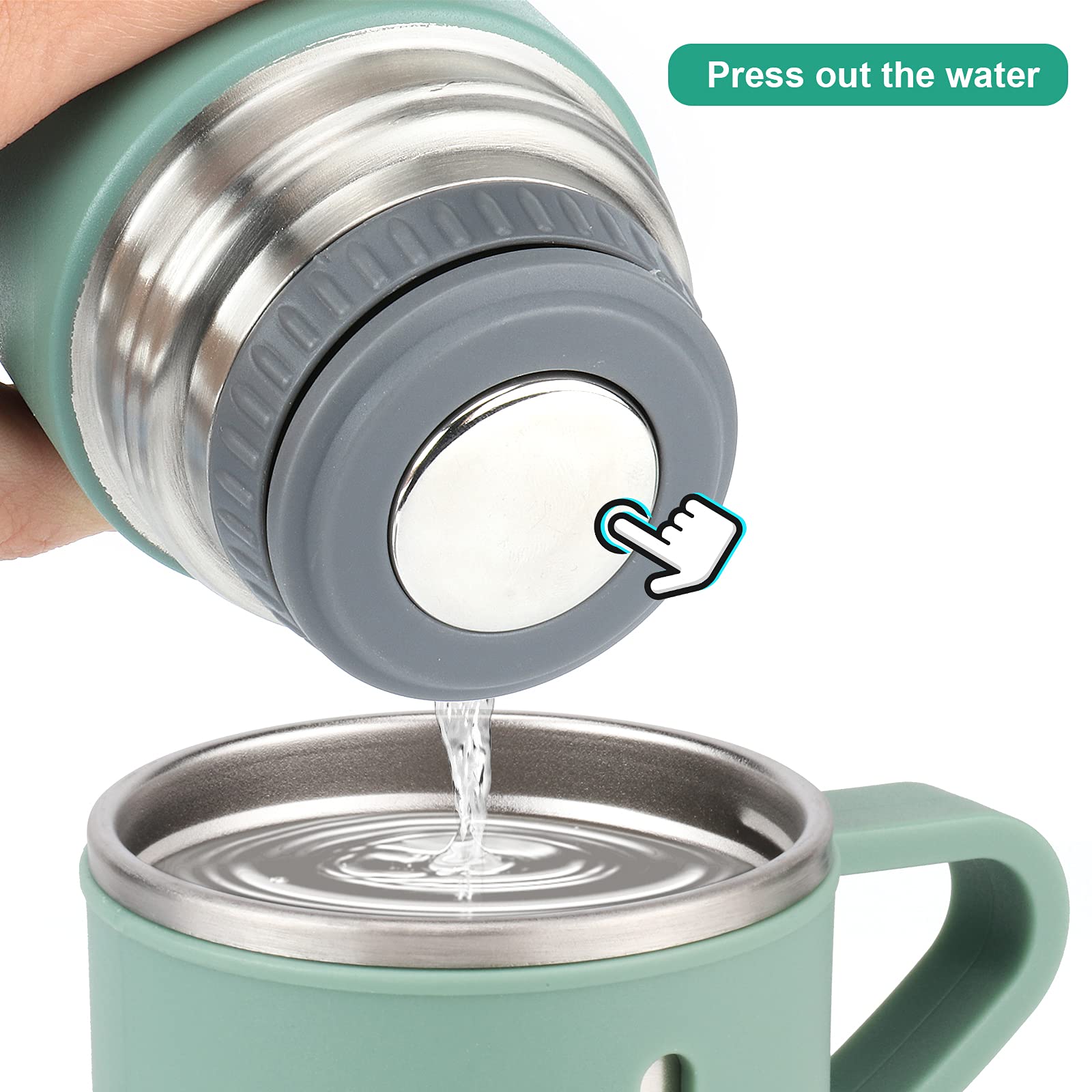 Stainless Steel Thermo 500Ml/16.9Oz Vacuum Insulated Bottle With Cup For Coffee Hot Drink And Cold Drink Water Flask.(Green,Sing