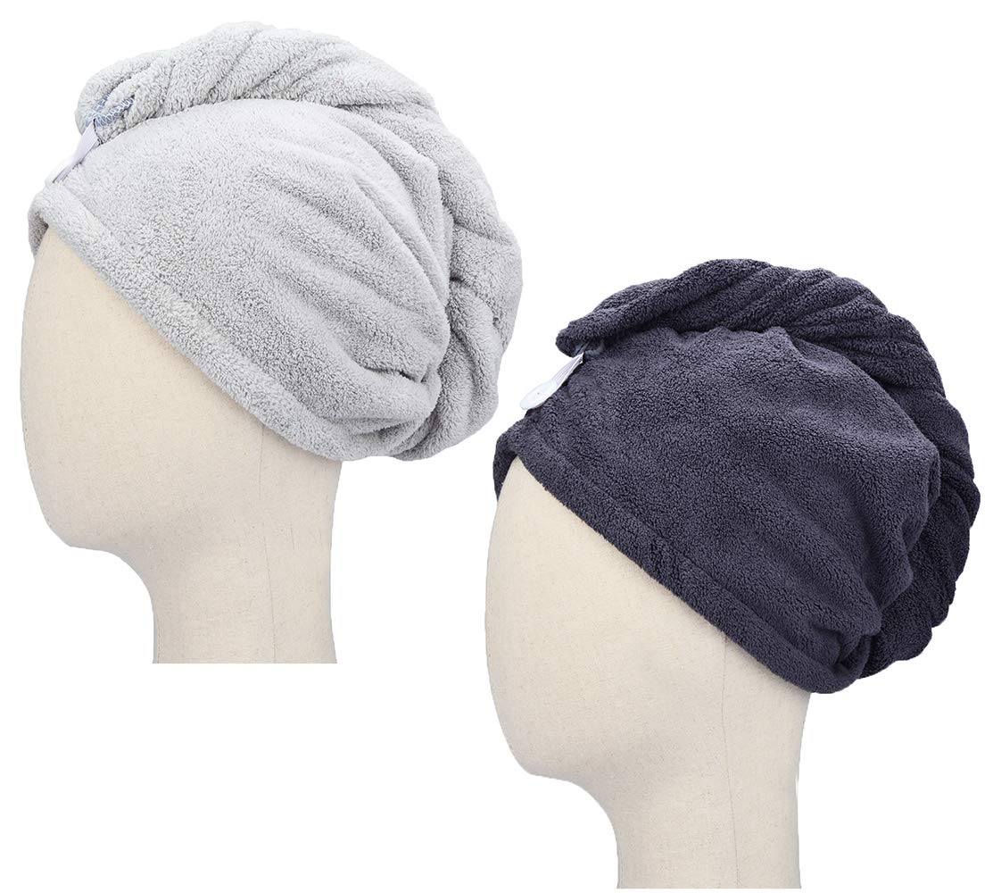 HOPESHINE Microfiber Hair Drying Towel Turban Twist for Long Hair Magic Instant Dry Hair Towel Wrap Fast Drying Absorbent Cap Gr