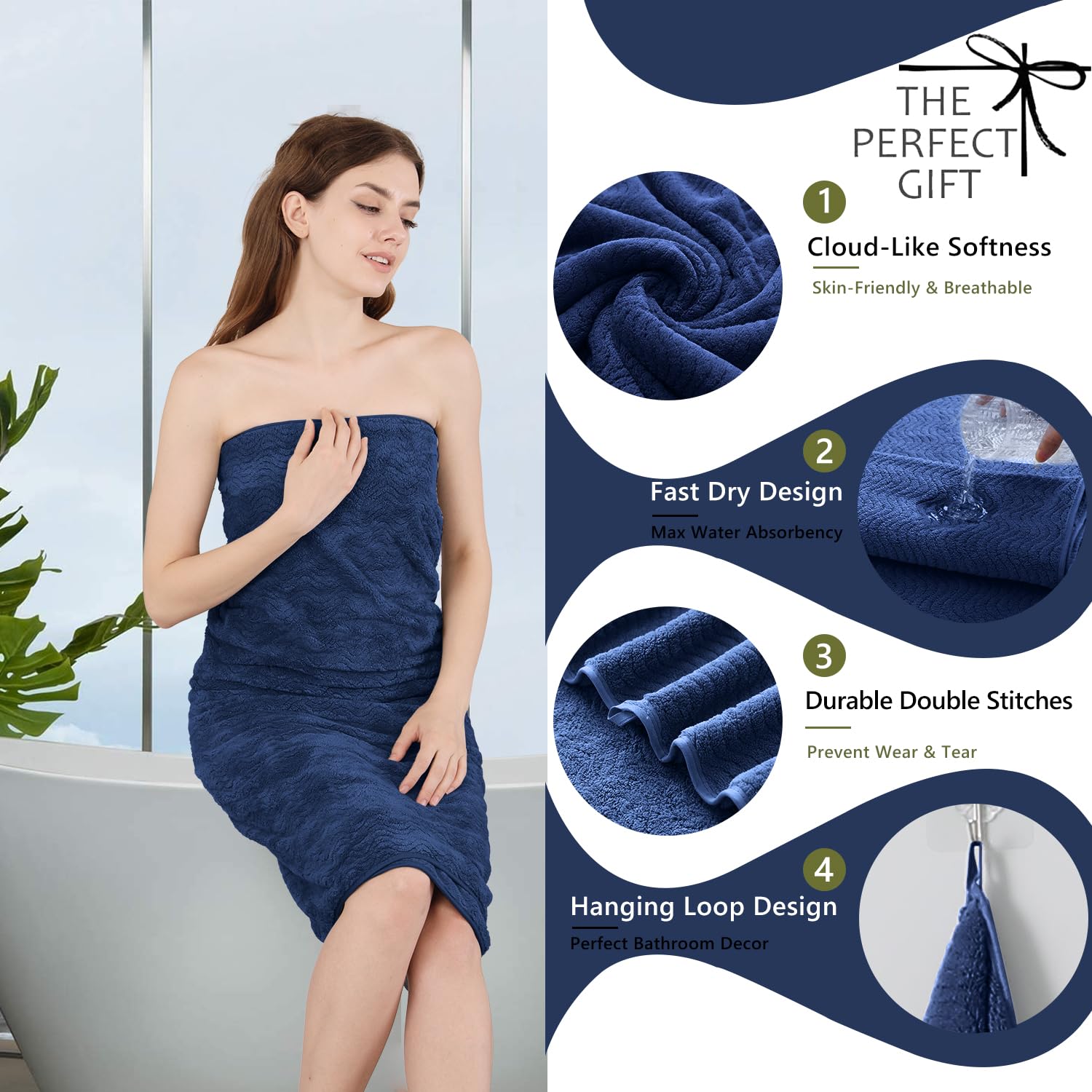 8 Piece Bath Towel Set |2 Oversized Large Bath Sheet,2 Hand Towels,4 Washcloths| Soft Luxury Towel Set For Bathroom Hotel,Highly