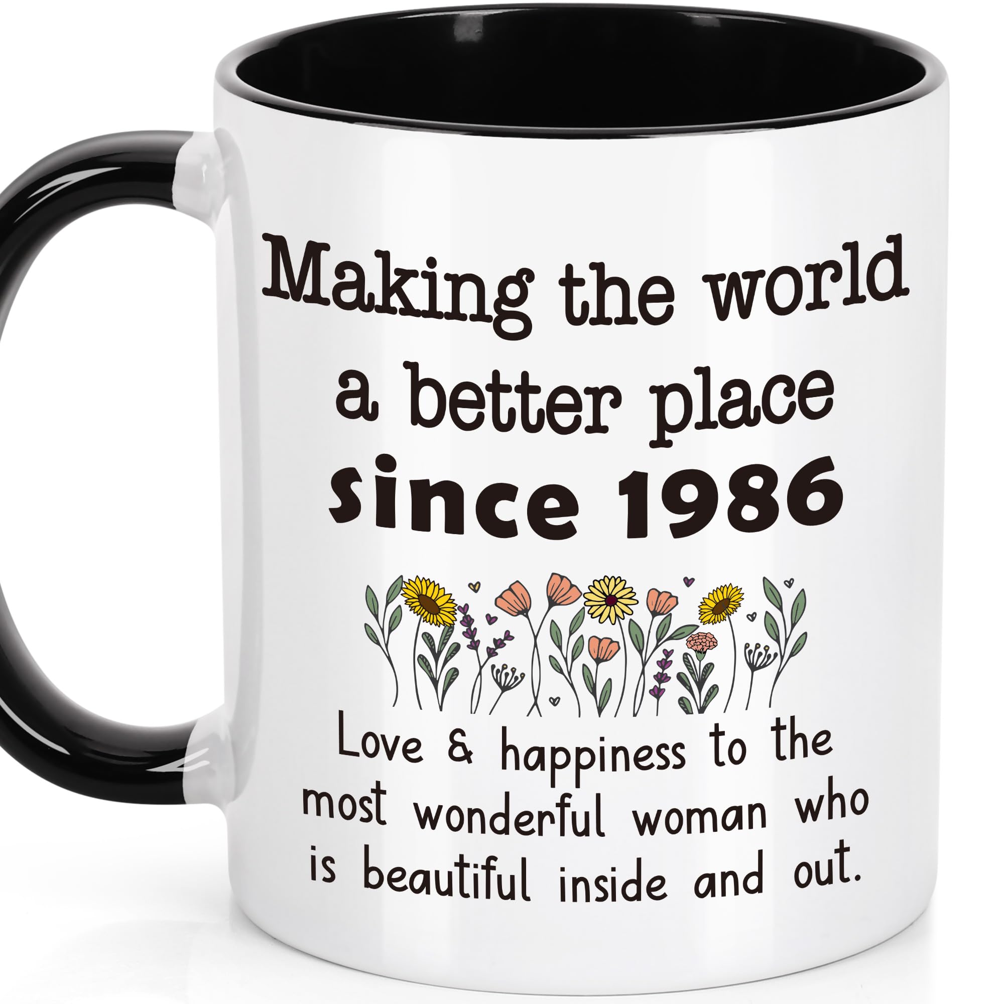 LEJIAJINW 40th Birthday Gift for Women, 40 Year Old Birthday Mug for Her, Vintage 1986 Ceramic Coffee Mug, Back in 1986 40th Ann