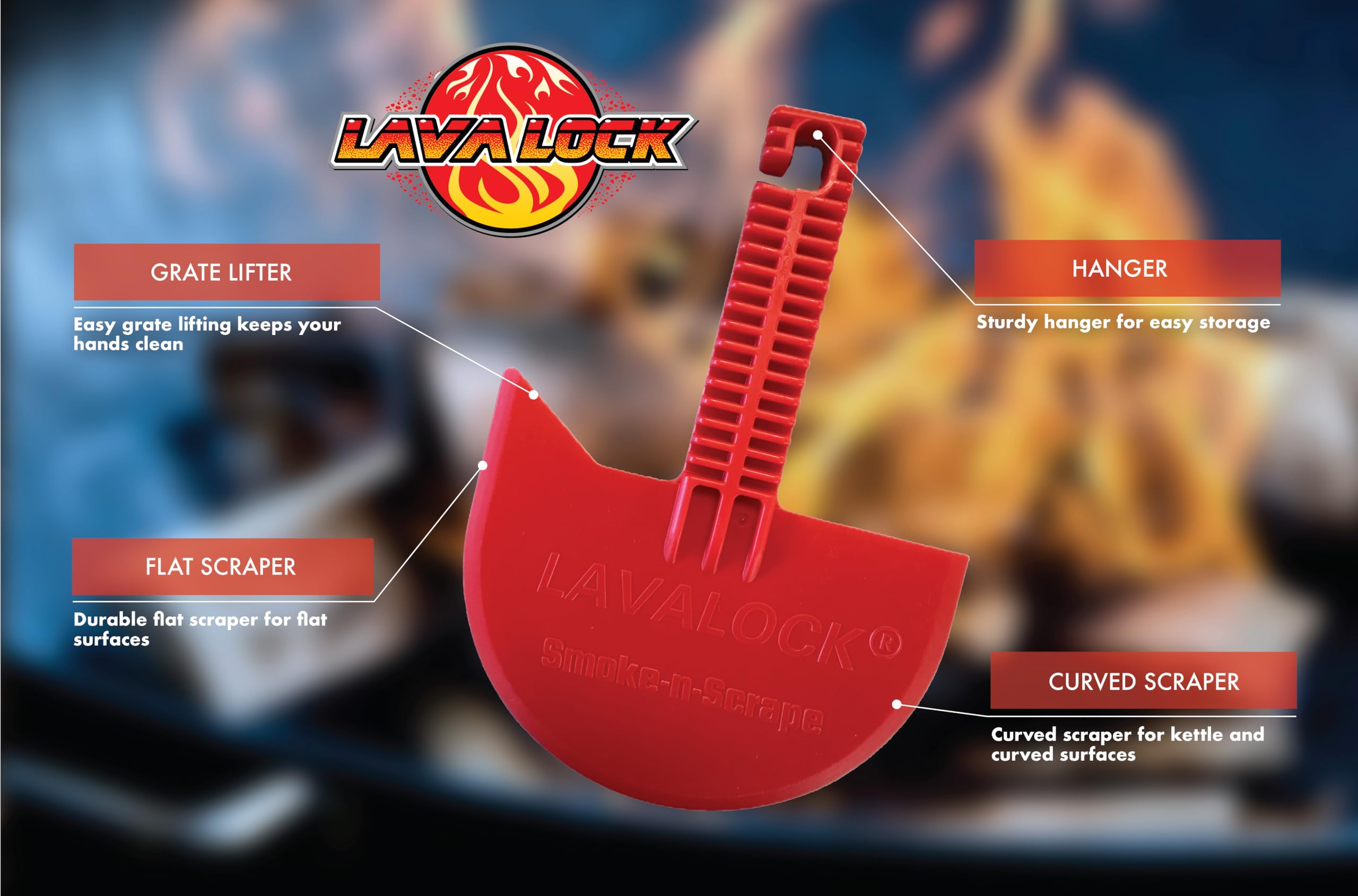 Lavalock Smok-N-Scrape Grill And Smoker Scraper, Residue Remover Cleaning Tool For Weber Kettle, Weber Smokey Mountain, Uds, Wsm