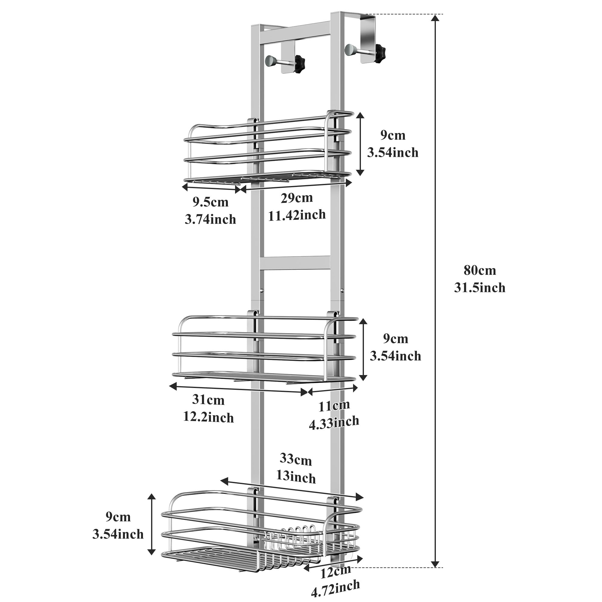 Nieifi Over The Door Shower Caddy Pantry Organizer Rack With Reliable Hooks, Sturdy Hanging Shower Organizer Shelf Basket Storag