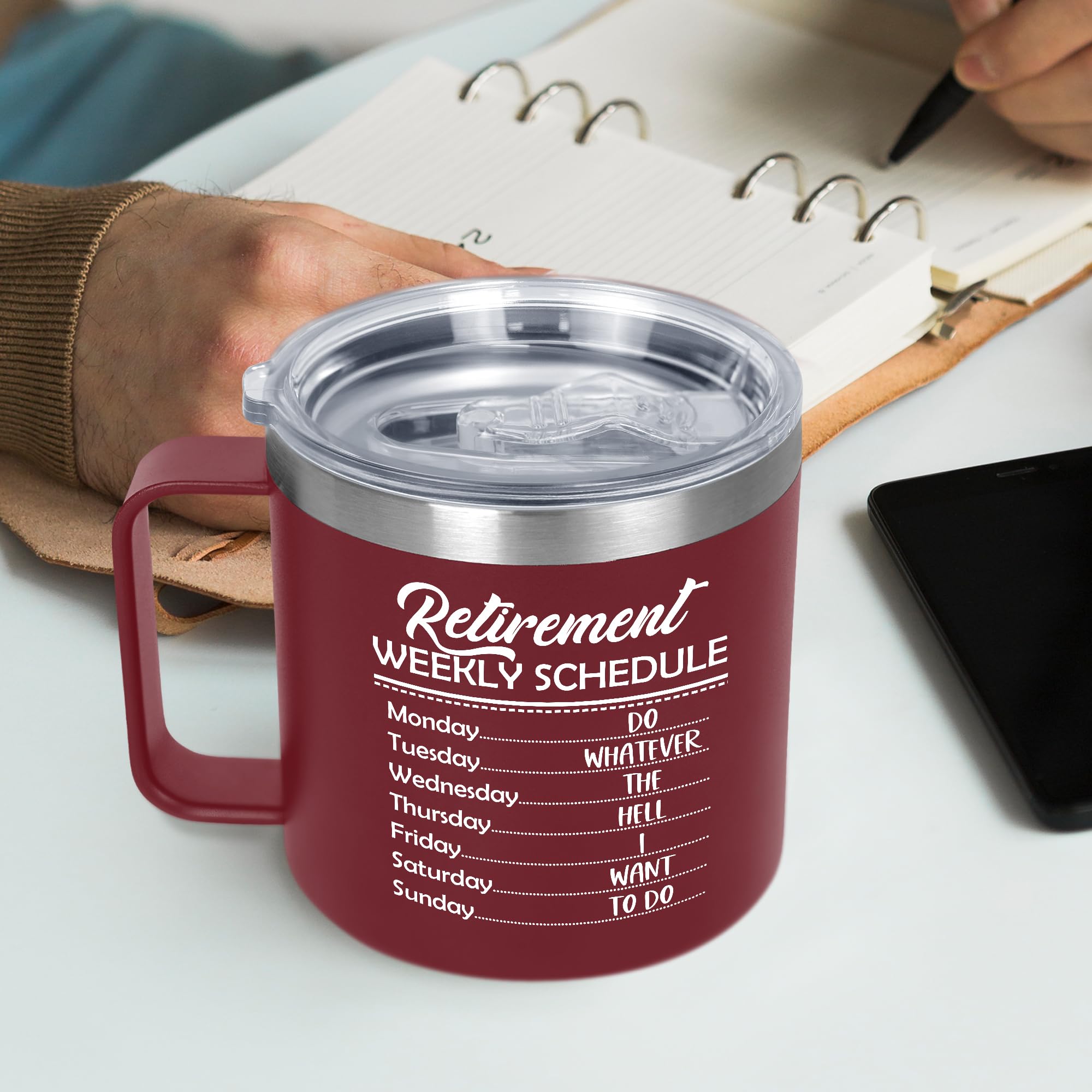 AXIARA Funny Retirement Gifts for Women Men - 14 Oz Stainless Steel Insulated Coffee Mug With Lid - Birthday Retired Goodbye Far