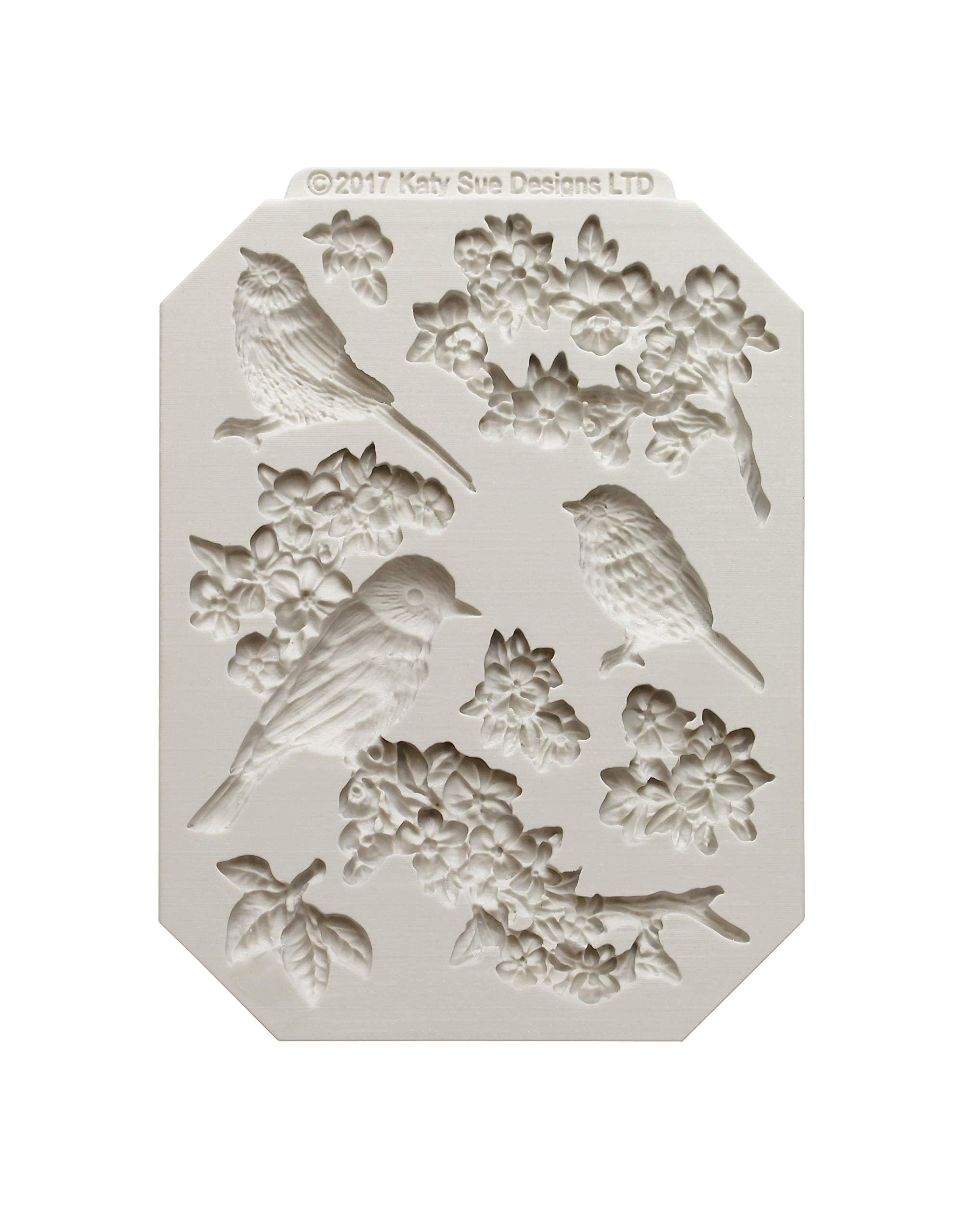 Katy Sue Blossoms & Birds Silicone Mold For Cake Decorating & Crafts. Use With Fondant, Sugar Paste, Air Dry Clay, Salt Dough. F
