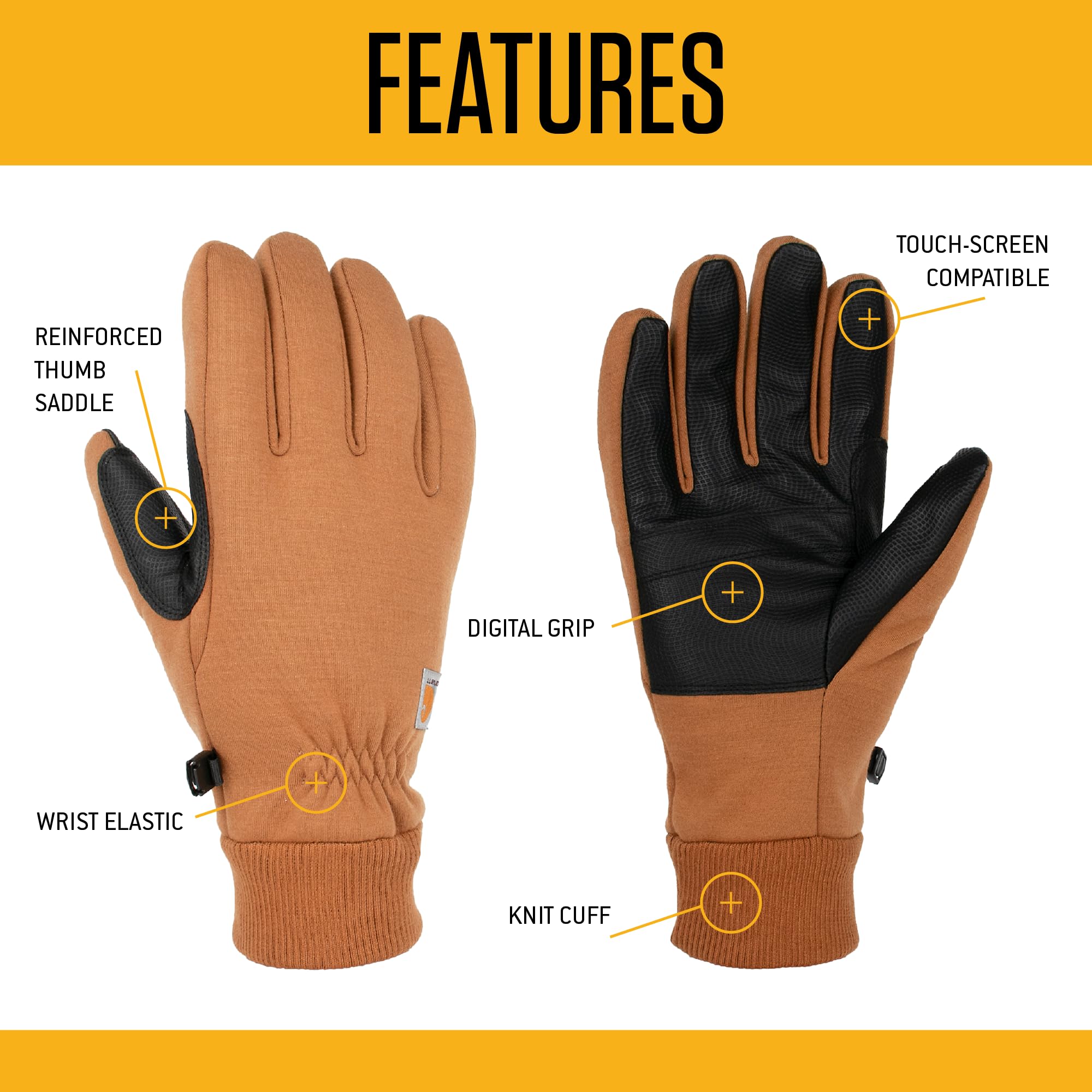 Carhartt Mens C-Touch Work Cold Weather Gloves, Black, Large Pack Of 1 Us