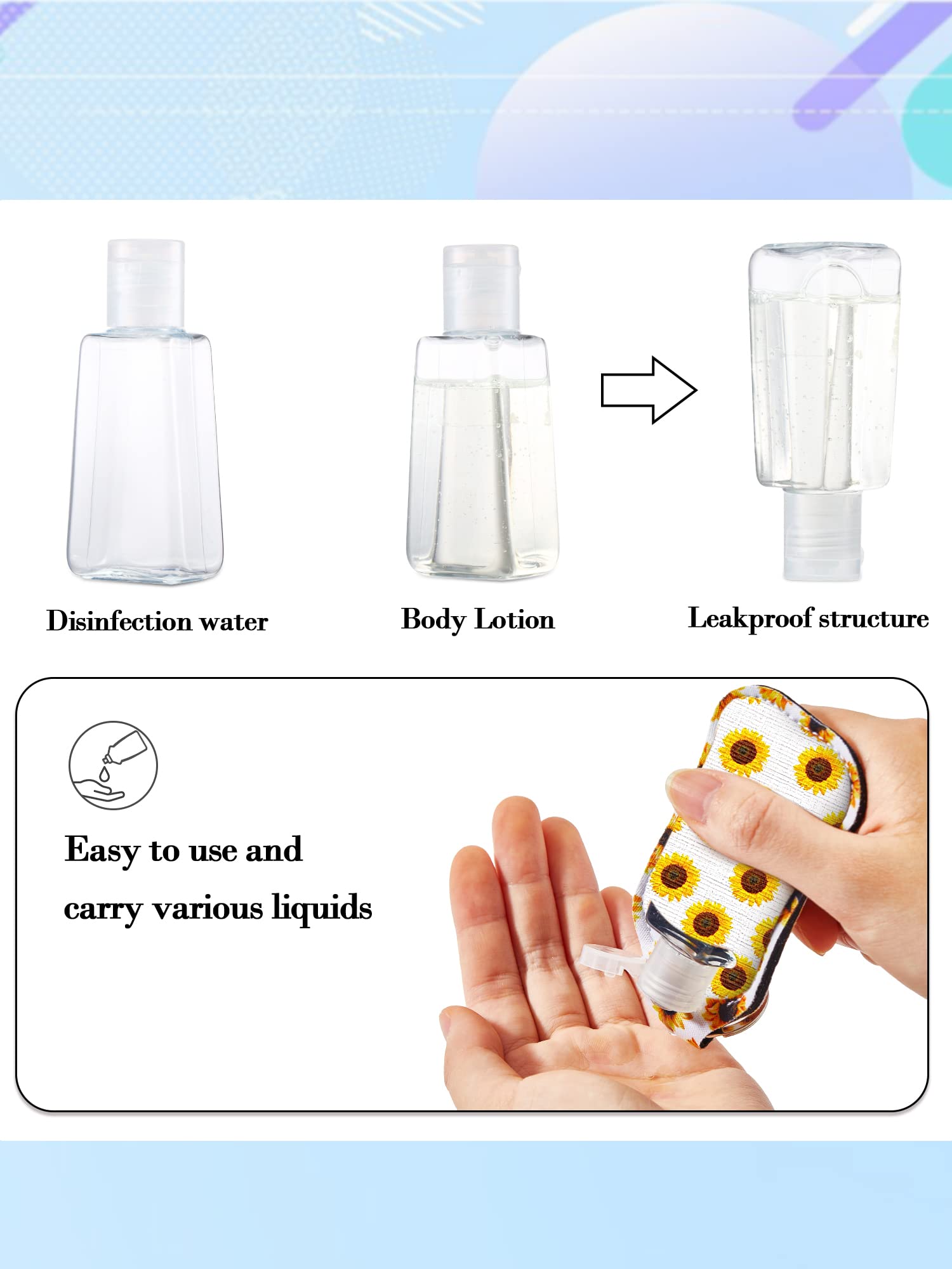 Geiserailie 40 Pcs Hand Sanitizer Keychain Holder Set Travel Bottle Holder Lipstick Case Wristlet Keychain(Floral)