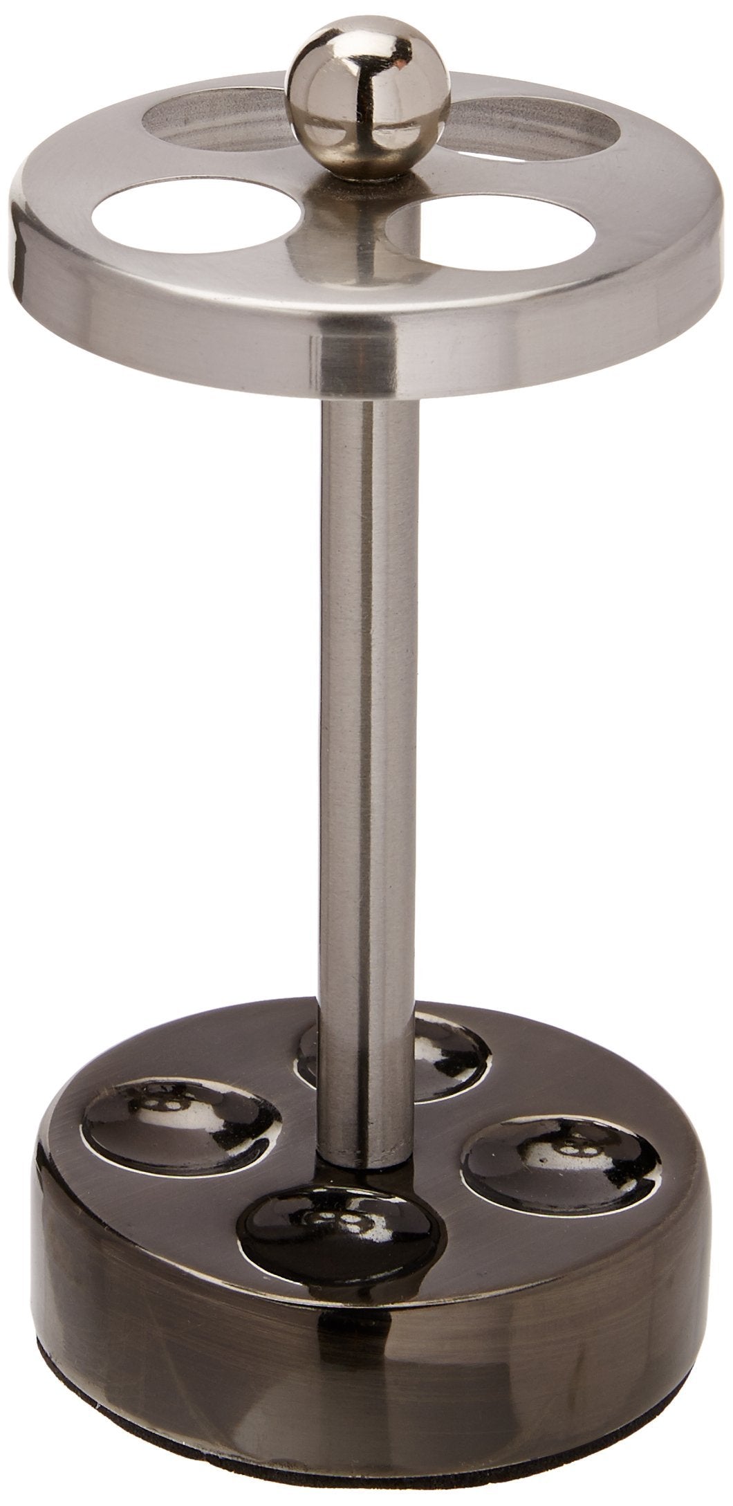 Nu Steel Triune Toothbrush Holder & Makeup Organiser In 3-Tone Shiny Gray Stainless Steel For Bathrooms & Vanity Spaces