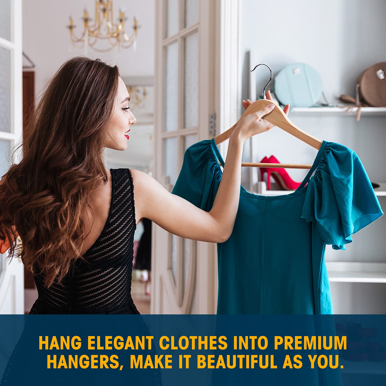 Ulimart Wooden Hangers Hangers 30 Pack Wood Hangers Solid Wood Clothes Hangers with Bar Coat Hangers for Closet(Natural)