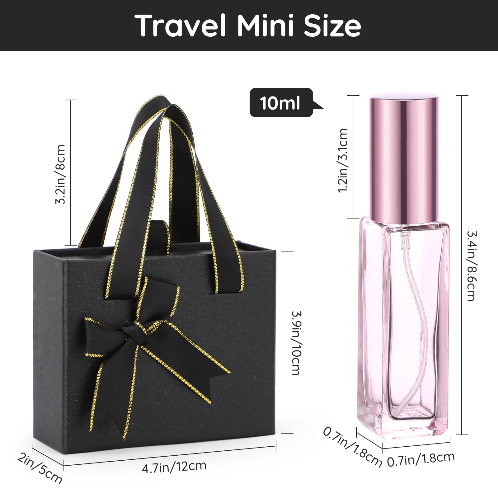 Segbeauty Mini Perfume Refillable Bottle, 6 Pack 10Ml Cologne Travel Bottle Set, Empty Glass Perfume Atomizer With Gift Box Port