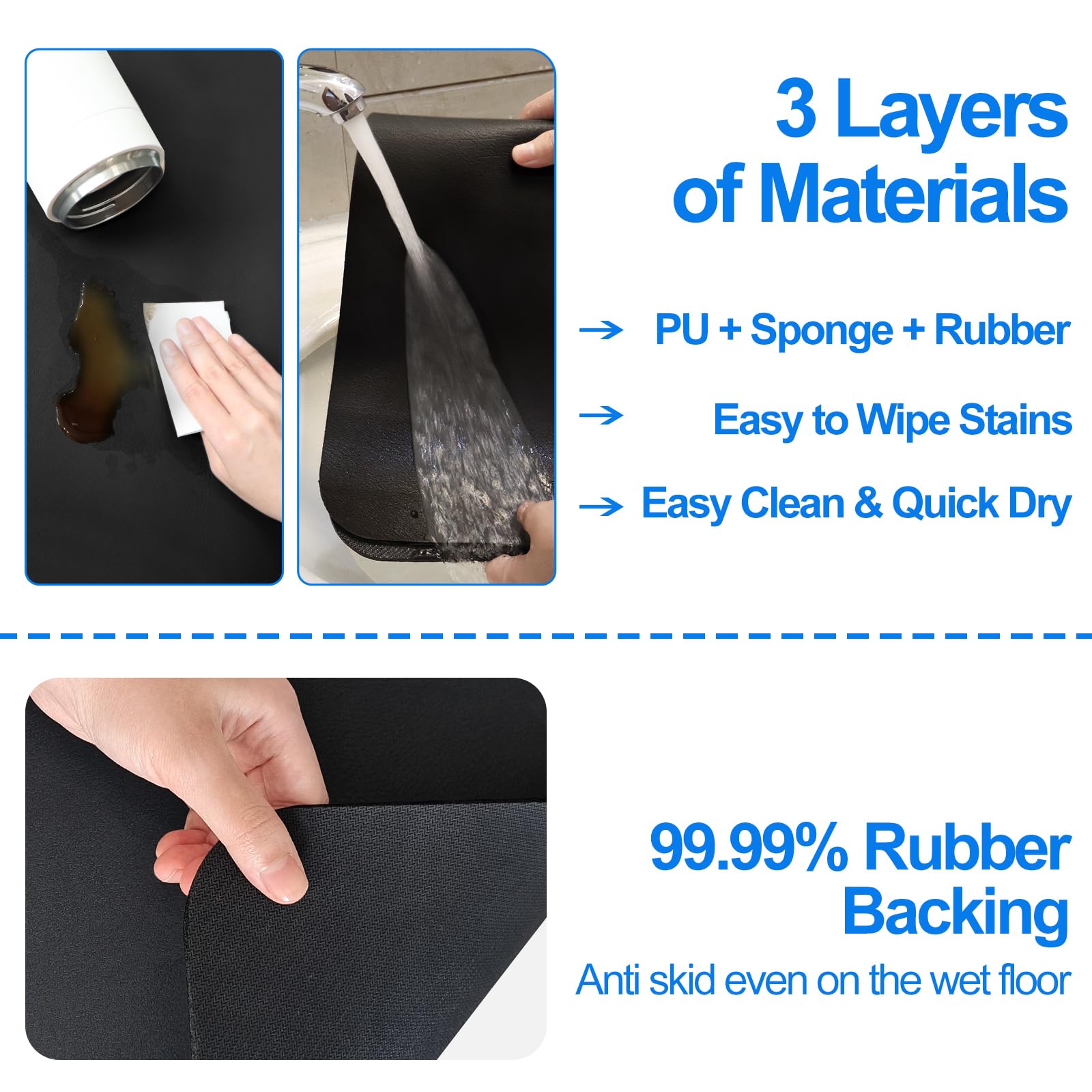 Dish Drying Mat For Kitchen Counter, 16''X24'' Dish Drying Pad With Non-Slip Rubber Backed, Hide Stain Anti Absorbent For Kitche