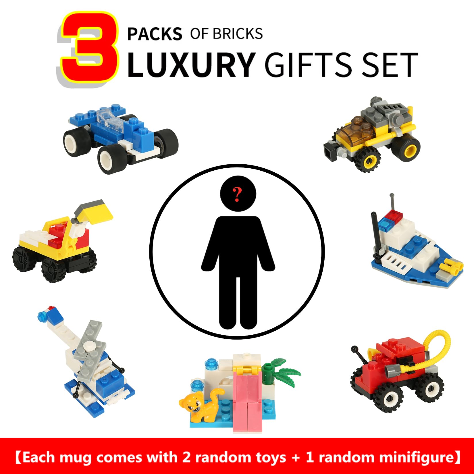 Lumsburry Build-on Brick Coffee Mug, 4 Piece Set, Plastic, Orange - Fun DIY Novelty Cup for Kids & Adults, Perfect Gift