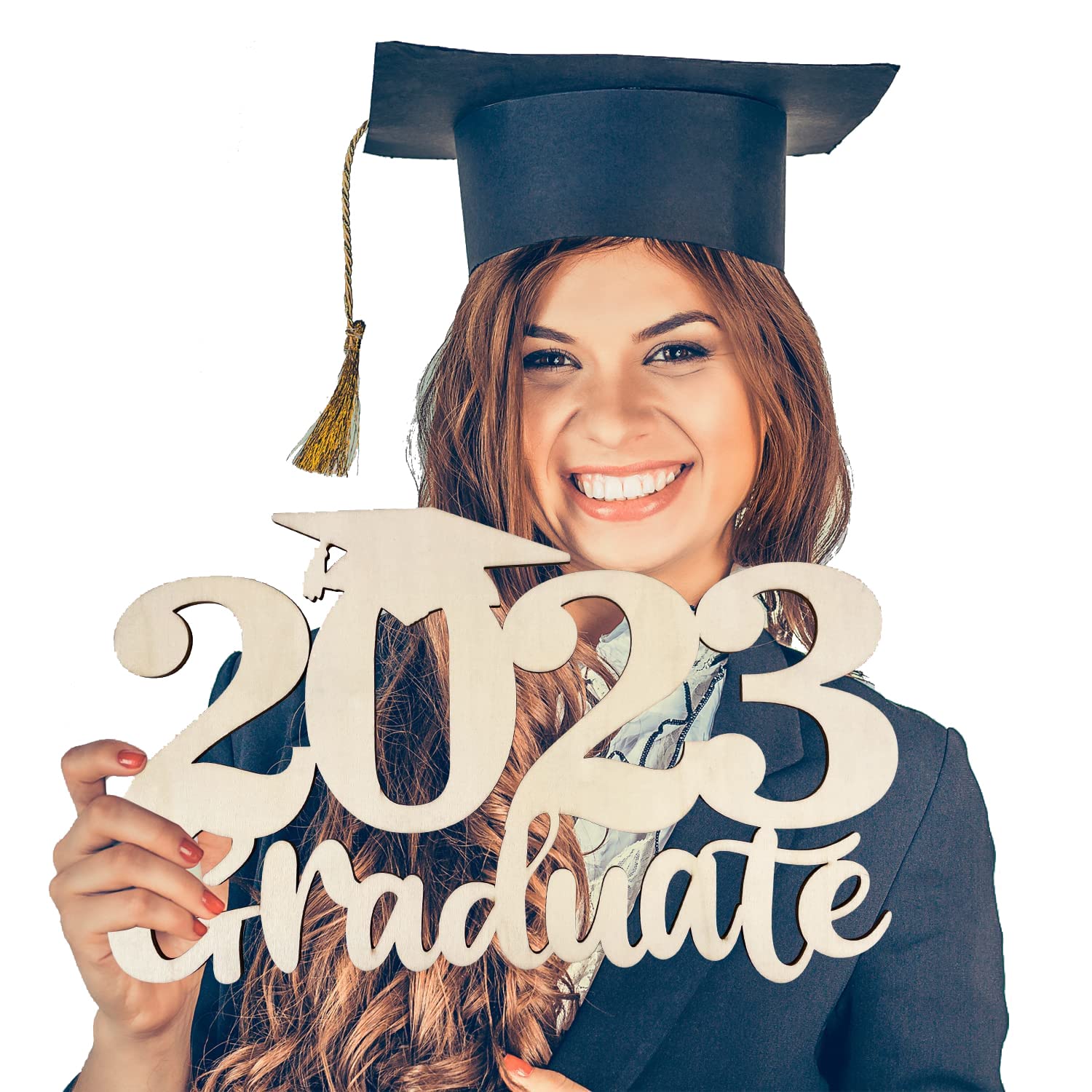 Cliths Graduation Party Decorations 2023 Graduate Wood Sign Photo Booth Props Class of 2023 Sign for Graduation Party, 15.75x9.8